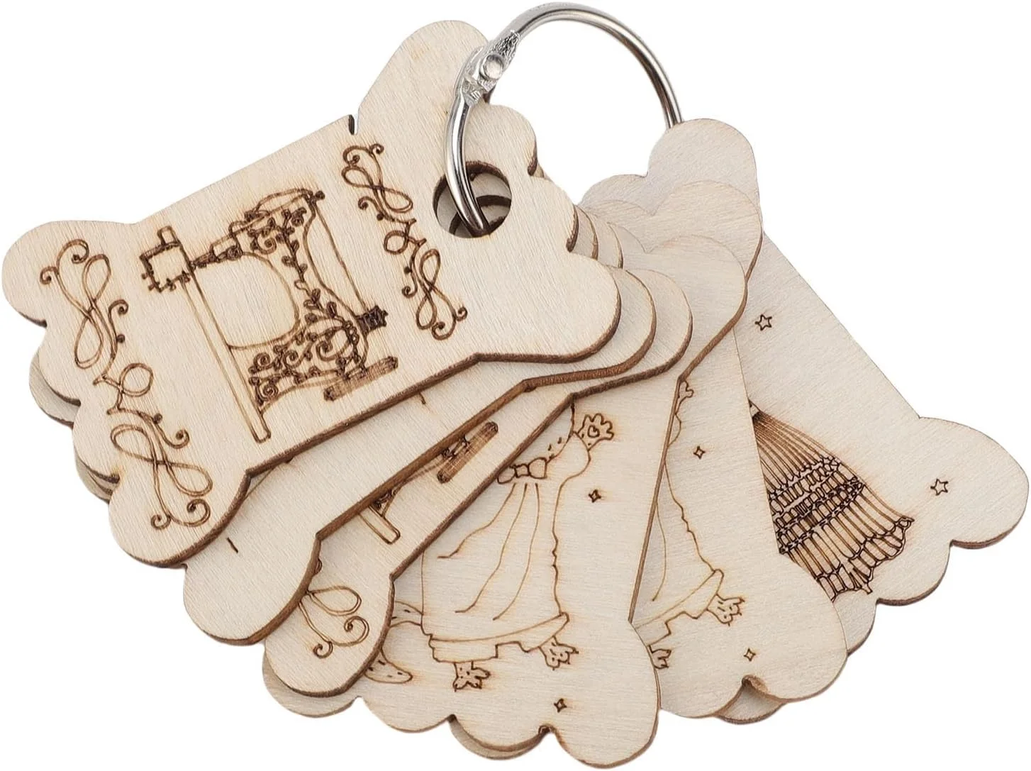 بوبین نخ دندان Cryfokt، 6 عدد تخته سیم پیچ نخ چوبی با طرح های نفیس، برای نخ دوزی/مدیریت کابل بوبین نخ دندان Cryfokt، 6 عدد تخته سیم پیچ نخ چوبی با طرح های نفیس، برای نخ دوزی/مدیریت کابل