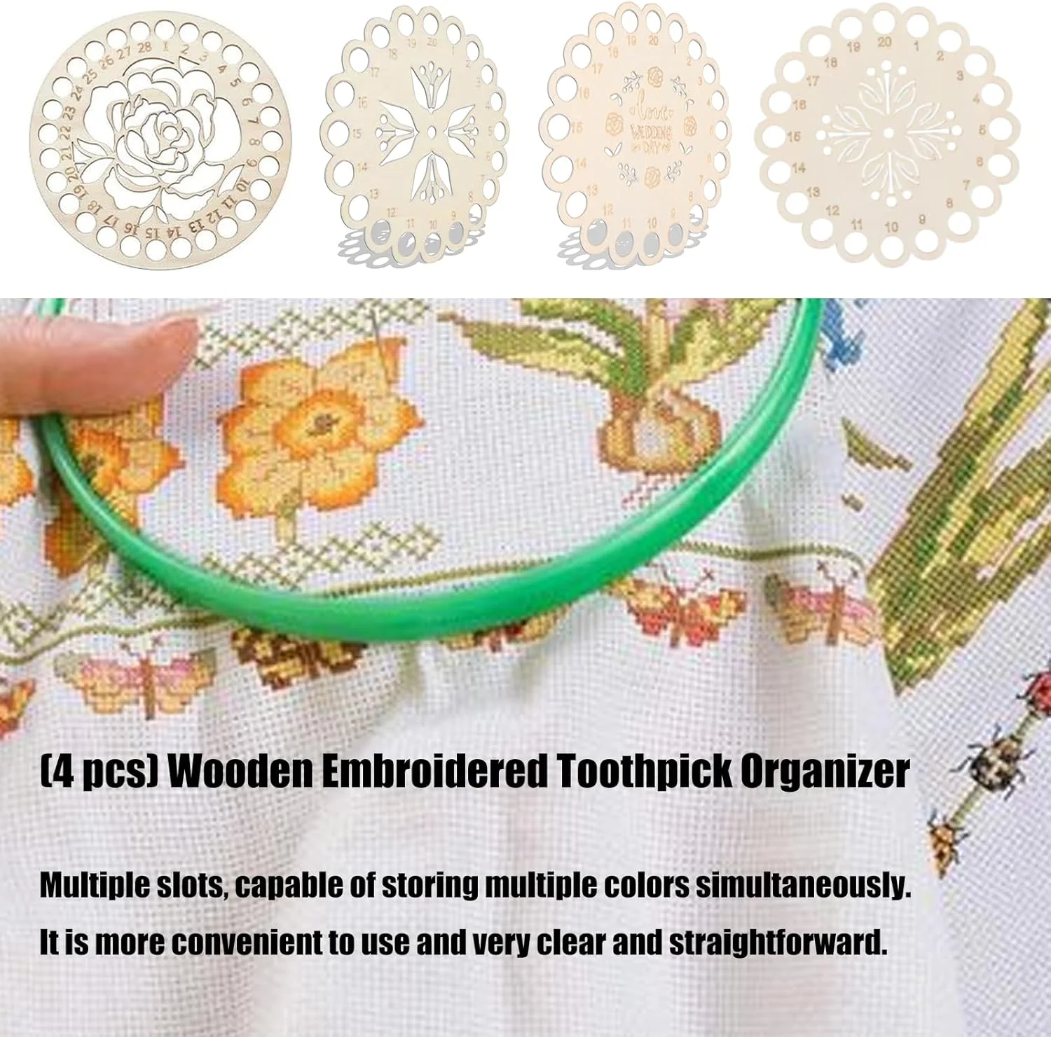 مجموعه ۴ عددی نظم دهنده نخ گلدوزی چوبی شماره دار مجموعه ۴ عددی نظم دهنده نخ گلدوزی چوبی شماره دار