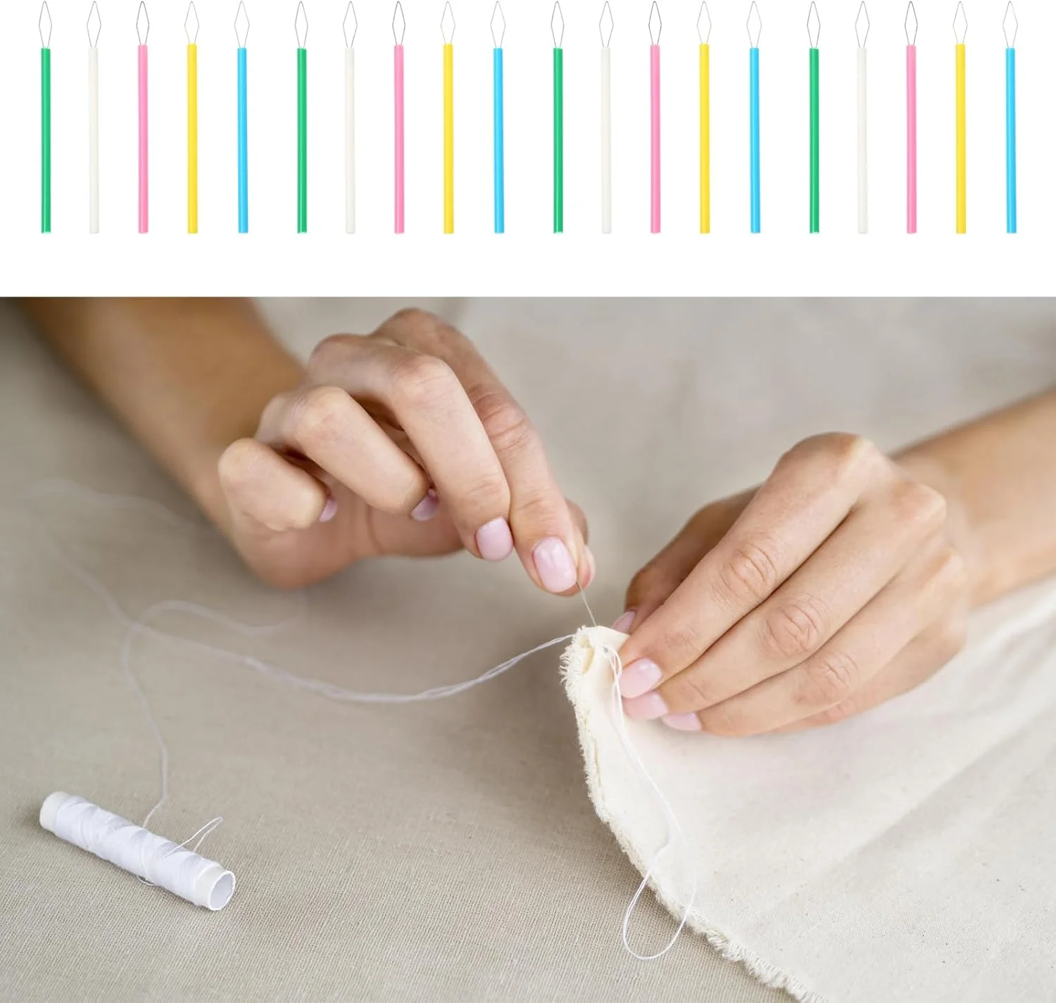 نخکش سوزن رنگارنگ ABS استوانهای لوازم جانبی خیاطی برای ابزار بافندگی و خیاطی 20 عددی نخکش سوزن رنگارنگ ABS استوانهای لوازم جانبی خیاطی برای ابزار بافندگی و خیاطی 20 عددی