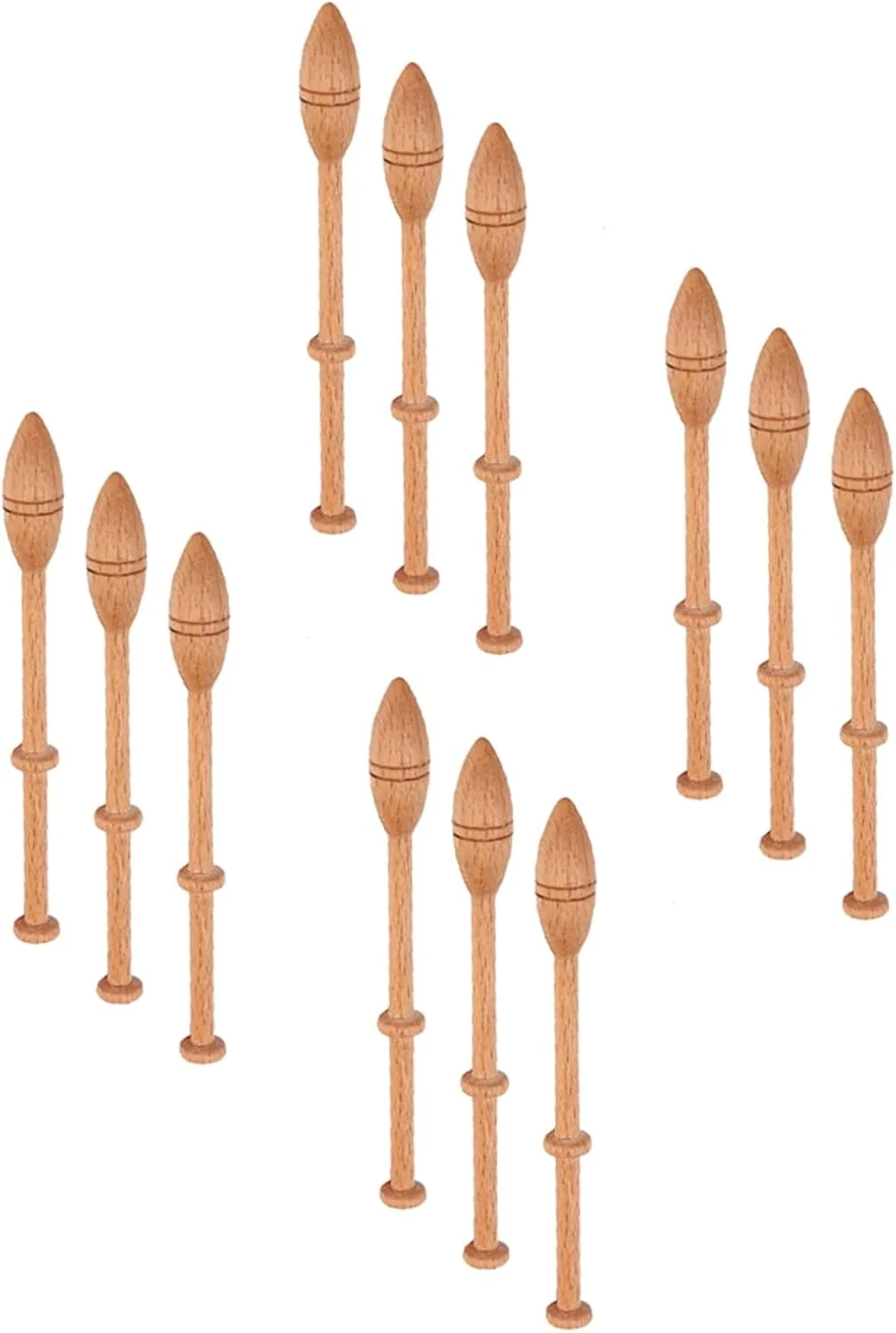 Tnfeeon بسته 12 عددی ماسوره توری چوبی، چوب بافندگی چوبی عتیقه برای صنایع دستی بافتنی Tnfeeon بسته 12 عددی ماسوره توری چوبی، چوب بافندگی چوبی عتیقه برای صنایع دستی بافتنی