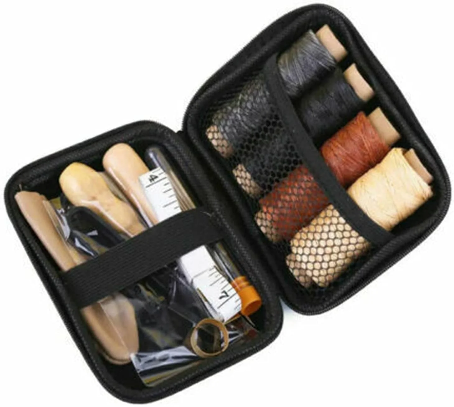 مجموعه ۲۸ عددی ابزار خیاطی شامل درفش، انگشتانه، انگشتی، نخ موم زده و سوزن های دوخت برای چرم دوزی مجموعه ۲۸ عددی ابزار خیاطی شامل درفش، انگشتانه، انگشتی، نخ موم زده و سوزن های دوخت برای چرم دوزی