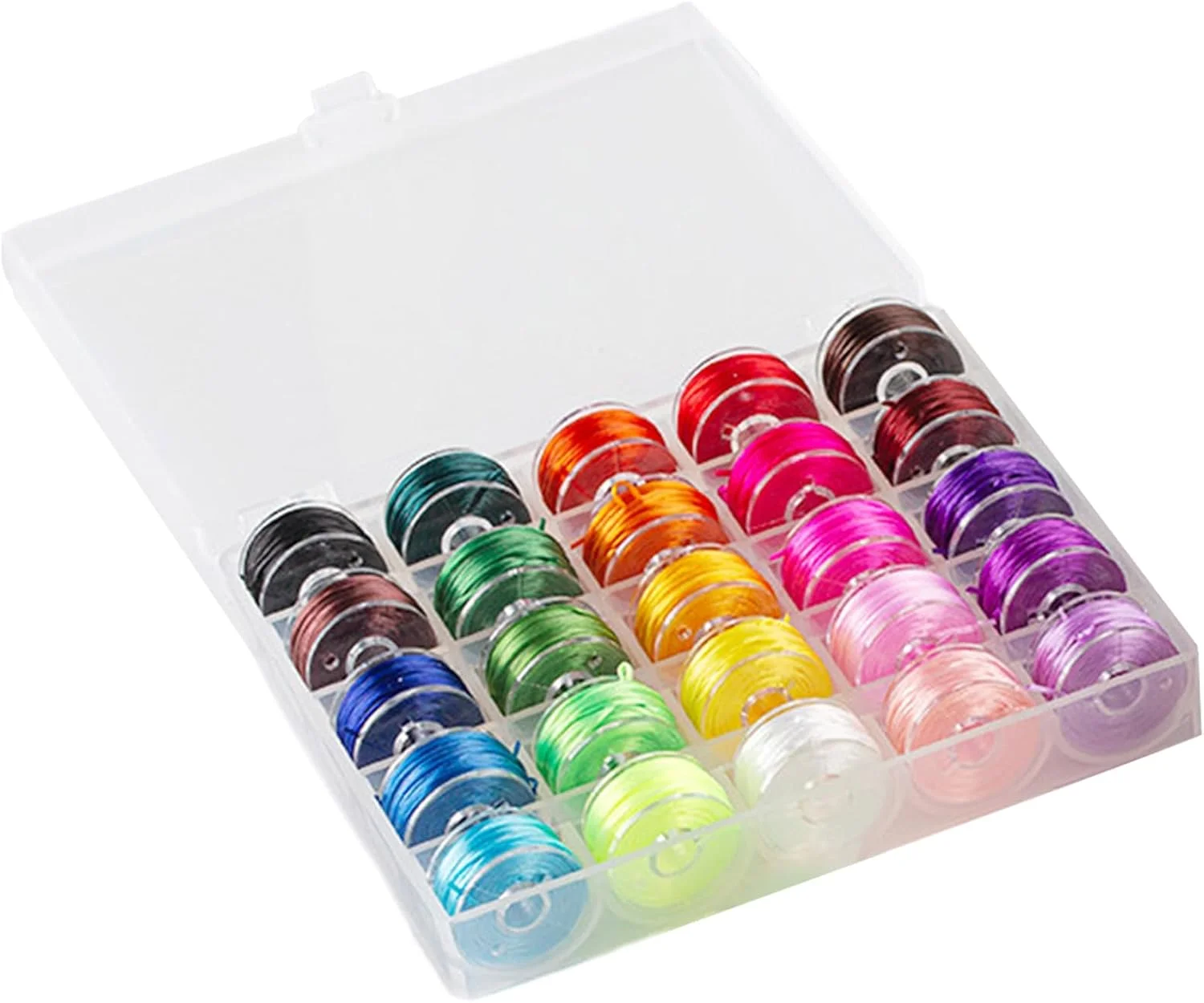 نخ الاستیک برای مهره‌بافی و صنایع دستی، مجموعه‌ای از قرقره‌های متنوع و نخ‌های خیاطی، ابزار خیاطی دست‌ساز خلاقانه، لوازم مهره‌بافی