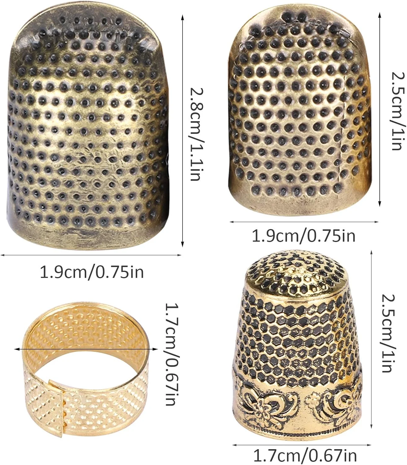 مجموعه انگشتانه خیاطی Tnfeeon، انگشتانه نوک انگشتی قابل تنظیم، کوچک، زیبا و کاربردی، مناسب گلدوزی و خیاطی