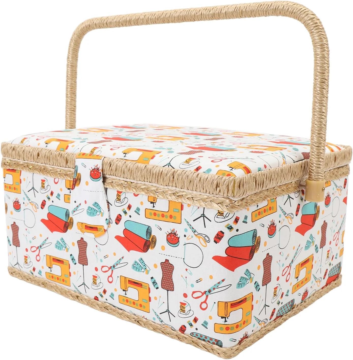 جعبه خیاطی سوراندی، جعبه نگهداری لوازم خیاطی قابل حمل با ظرفیت بزرگ به همراه سینی پلاستیکی جداشدنی مناسب برای نگهداری سوزن در منزل و مسافرت جعبه خیاطی سوراندی، جعبه نگهداری لوازم خیاطی قابل حمل با ظرفیت بزرگ به همراه سینی پلاستیکی جداشدنی مناسب برای نگهداری سوزن در منزل و مسافرت