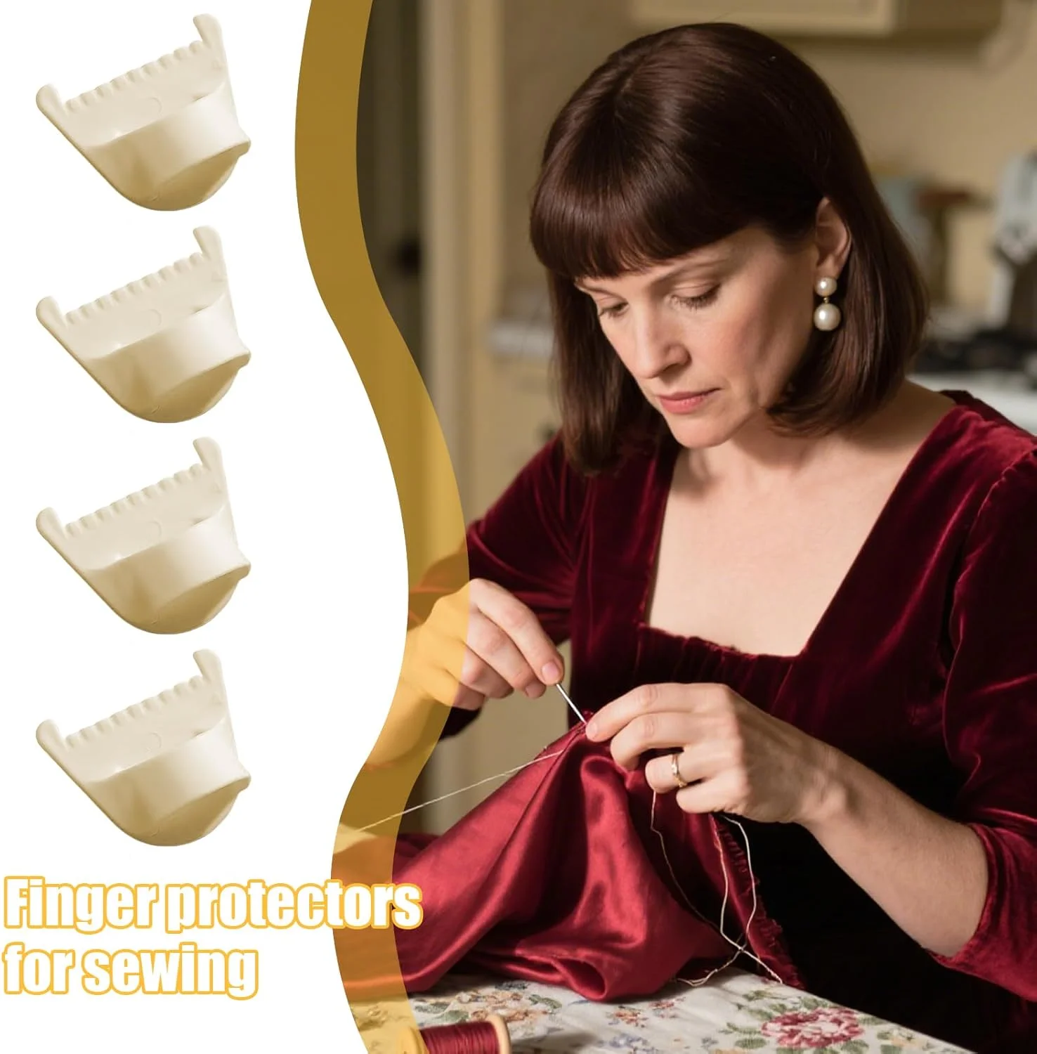 انگشتانه خیاطی، محافظ انگشت ارگونومیک، انگشتانه ارگونومیک برای خیاطی، کاردستی، گلدوزی، تکه دوزی، روکش مبلمان، مبتدیان و بزرگسالان