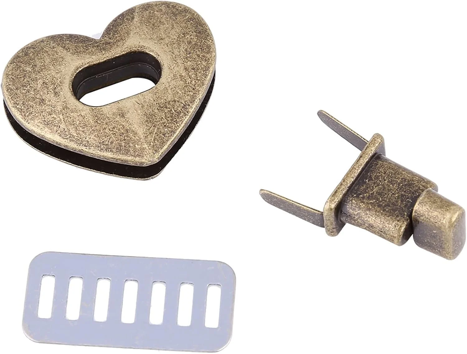 قفل چرخشی فلزی Sorandy، طرح قلب، مناسب کیف دستی (برنز عتیقه) - 5 عدد قفل چرخشی فلزی Sorandy، طرح قلب، مناسب کیف دستی (برنز عتیقه) - 5 عدد