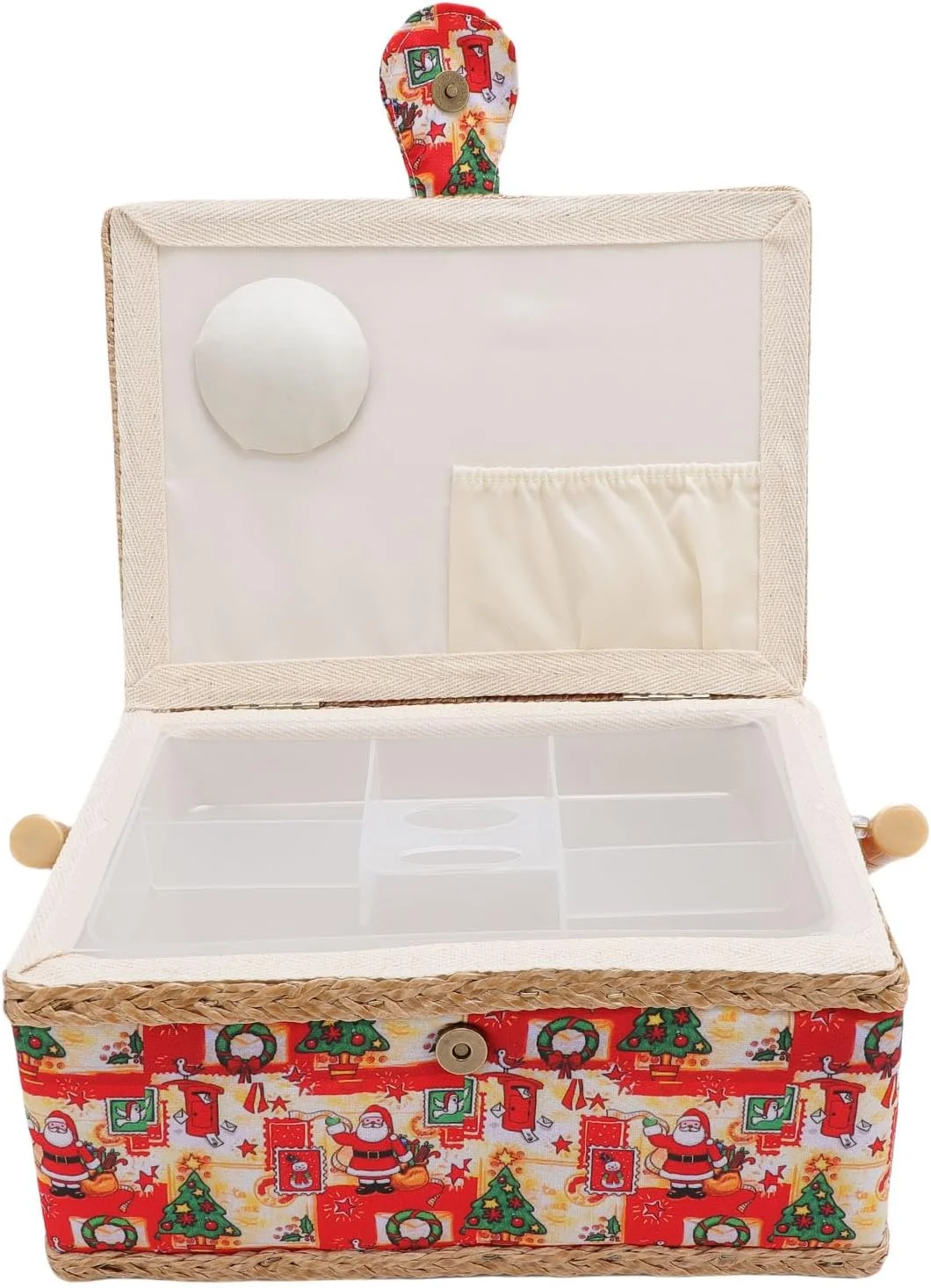 جعبه لوازم خیاطی OVAQUIXI، جنس پلی استر، دارای فضای ذخیره سازی دو لایه جادار، ایده آل برای هنرمندان و مبتدیان جعبه لوازم خیاطی OVAQUIXI، جنس پلی استر، دارای فضای ذخیره سازی دو لایه جادار، ایده آل برای هنرمندان و مبتدیان