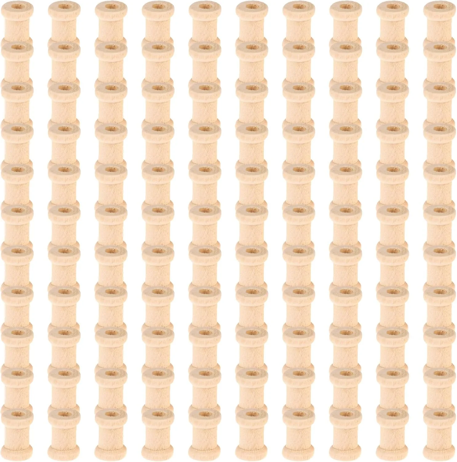 100 عدد ماسوره چوبی خالی، ماسوره های خیاطی، ماسوره های چوبی، نگهدارنده نخ و روبان