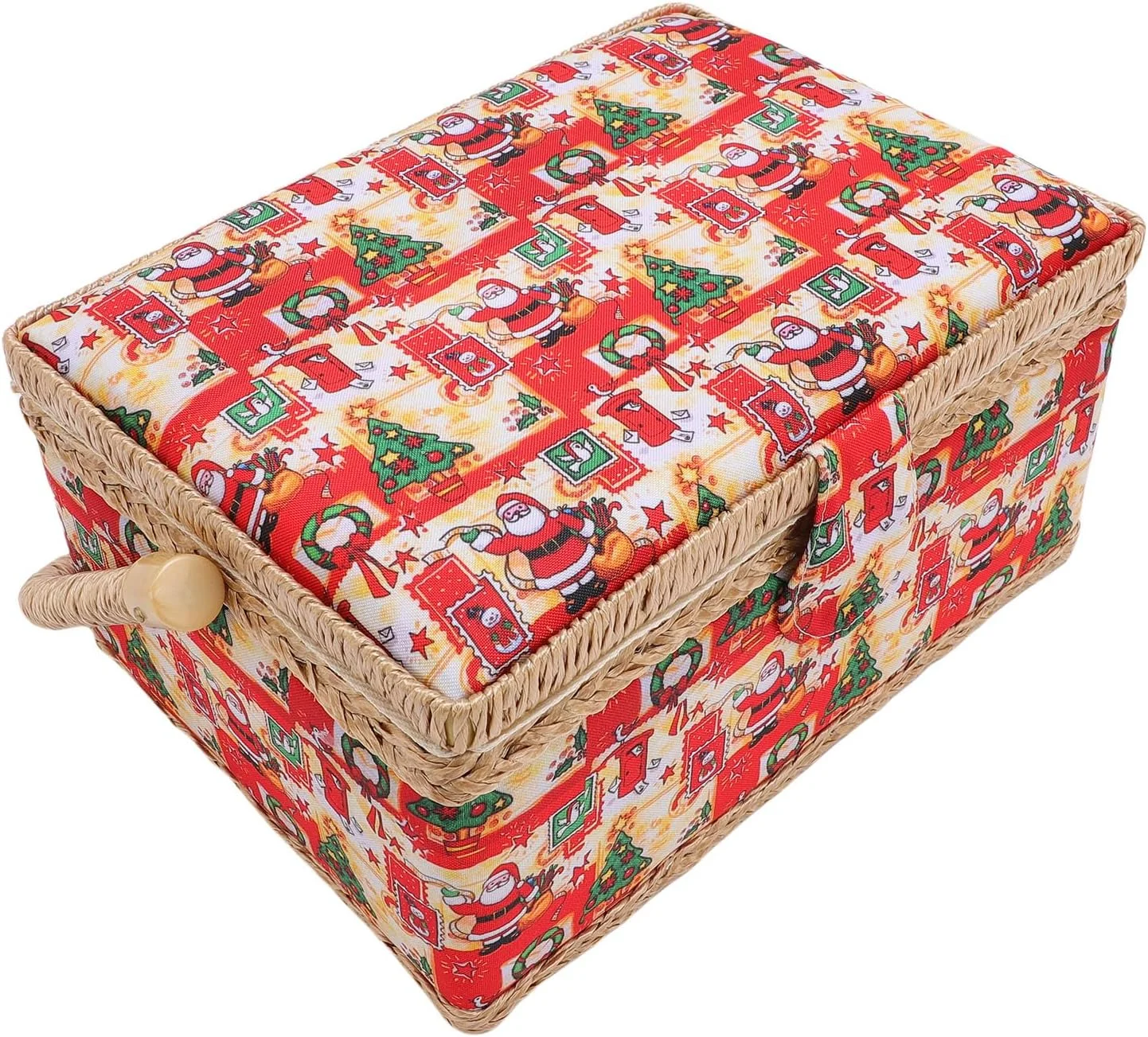 جعبه لوازم خیاطی OVAQUIXI، جنس پلی استر، دارای فضای ذخیره سازی دو لایه جادار، ایده آل برای هنرمندان و مبتدیان