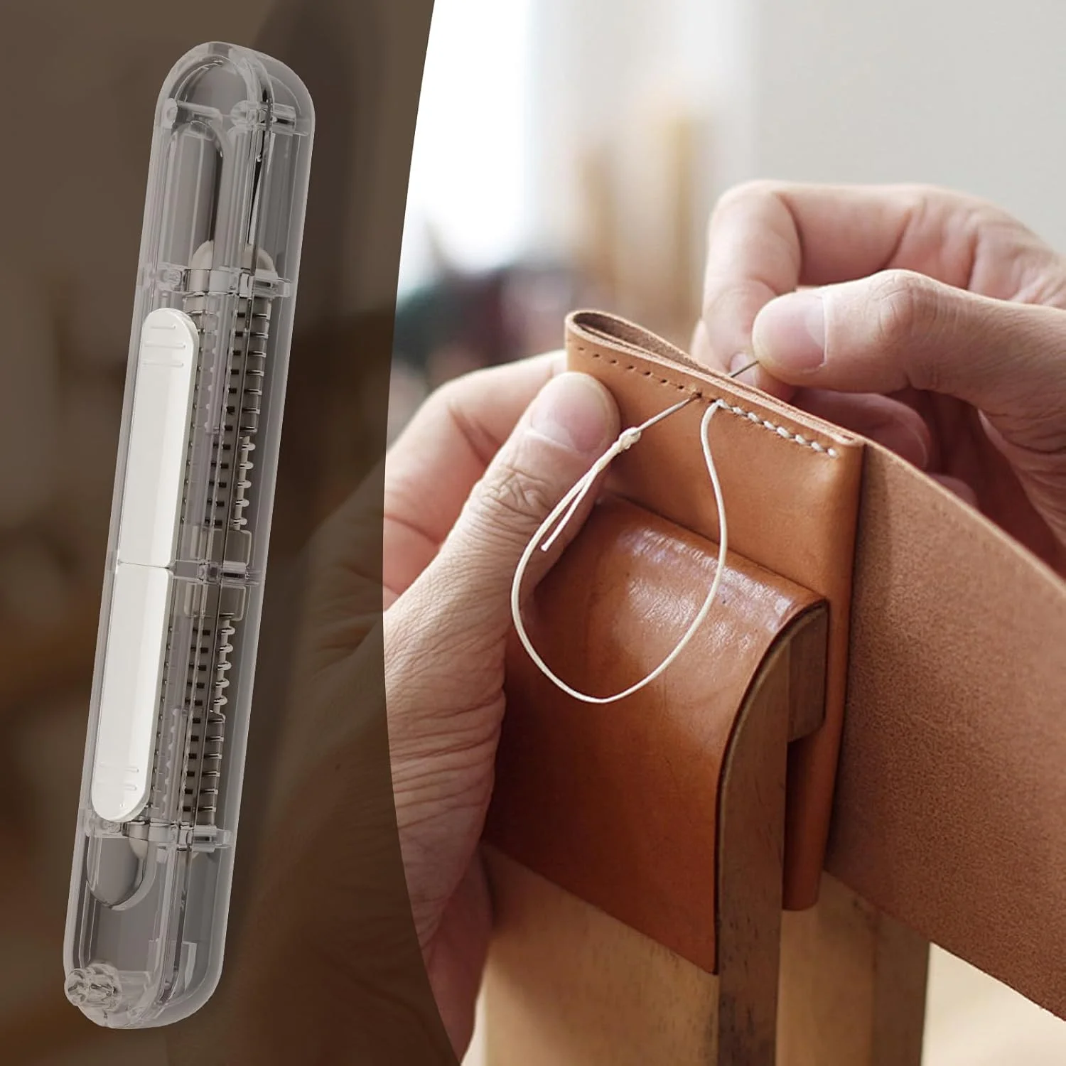 سوزن نخ کن اتوماتیک، دستگاه گلدوزی نخ کن اتوماتیک 2 در 1 | ابزار شکافتن درز برای پروژه های خیاطی نمد، رفو، لحاف دوزی، بوم، صنایع دستی، مبتدیان، بزرگسالان، چرم و قلاب بافی