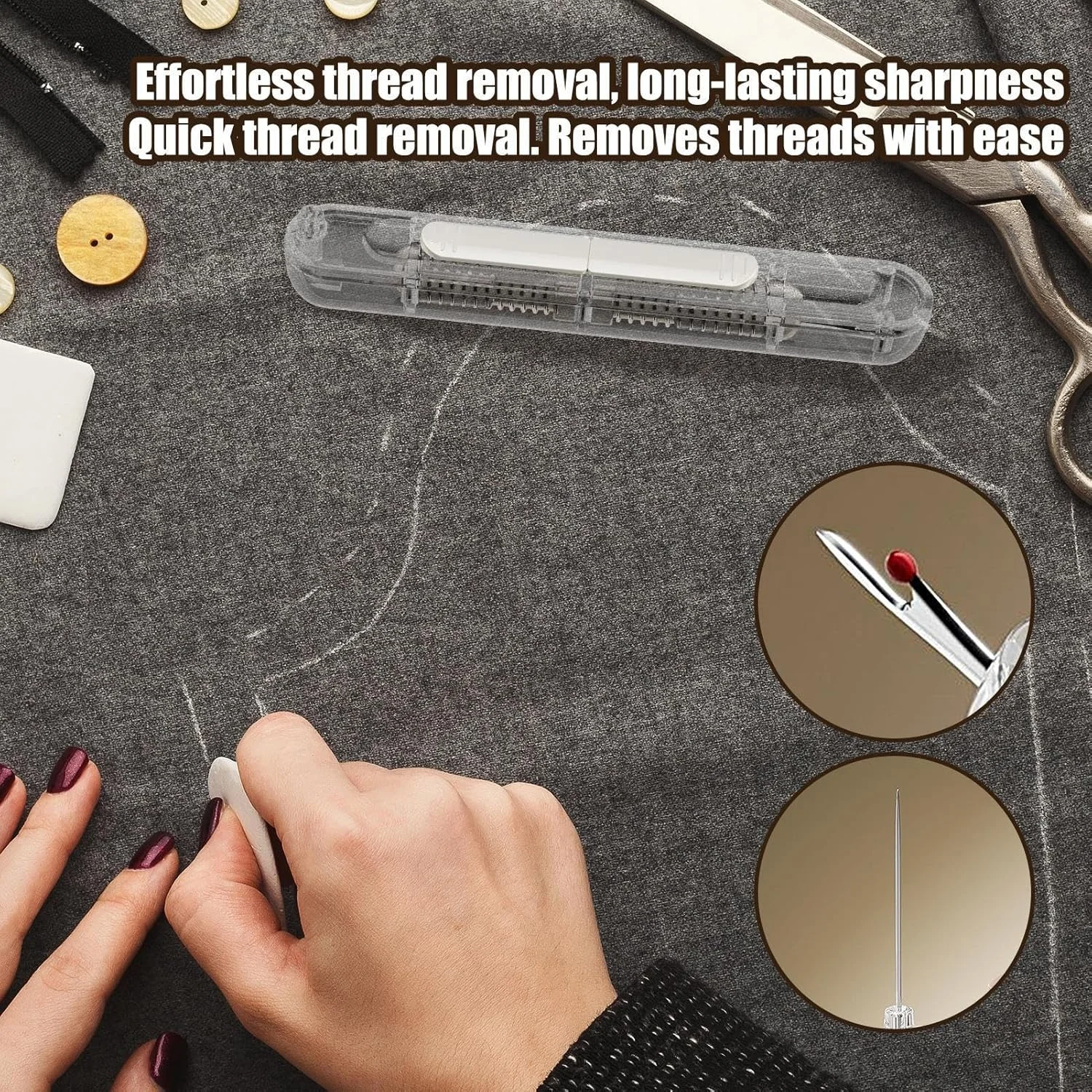 سوزن نخ کن اتوماتیک - ابزار باز کننده درز سریع و اتوماتیک 2 در 1، مناسب برای نمد، بوم، چرم، رفو، قلاب بافی، ملیله دوزی، پارچه جین، صنایع دستی، مبتدیان و بزرگسالان