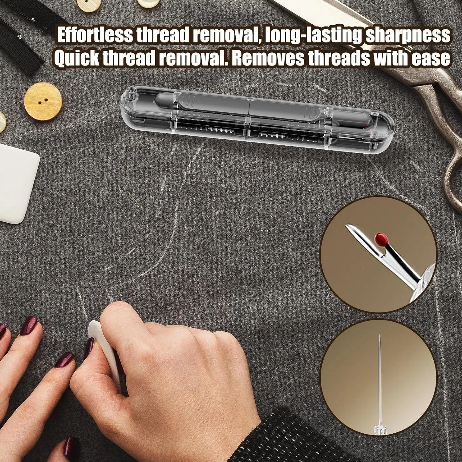 سوزن نخ کن اتوماتیک | سوزن نخ کن اتوماتیک گلدوزی 2 در 1، ابزار شکافتن درز گلدوزی برای نمد، بوم، چرم، رفو، قلاب بافی، ملیله دوزی، پارچه جین، صنایع دستی، مبتدیان و بزرگسالان