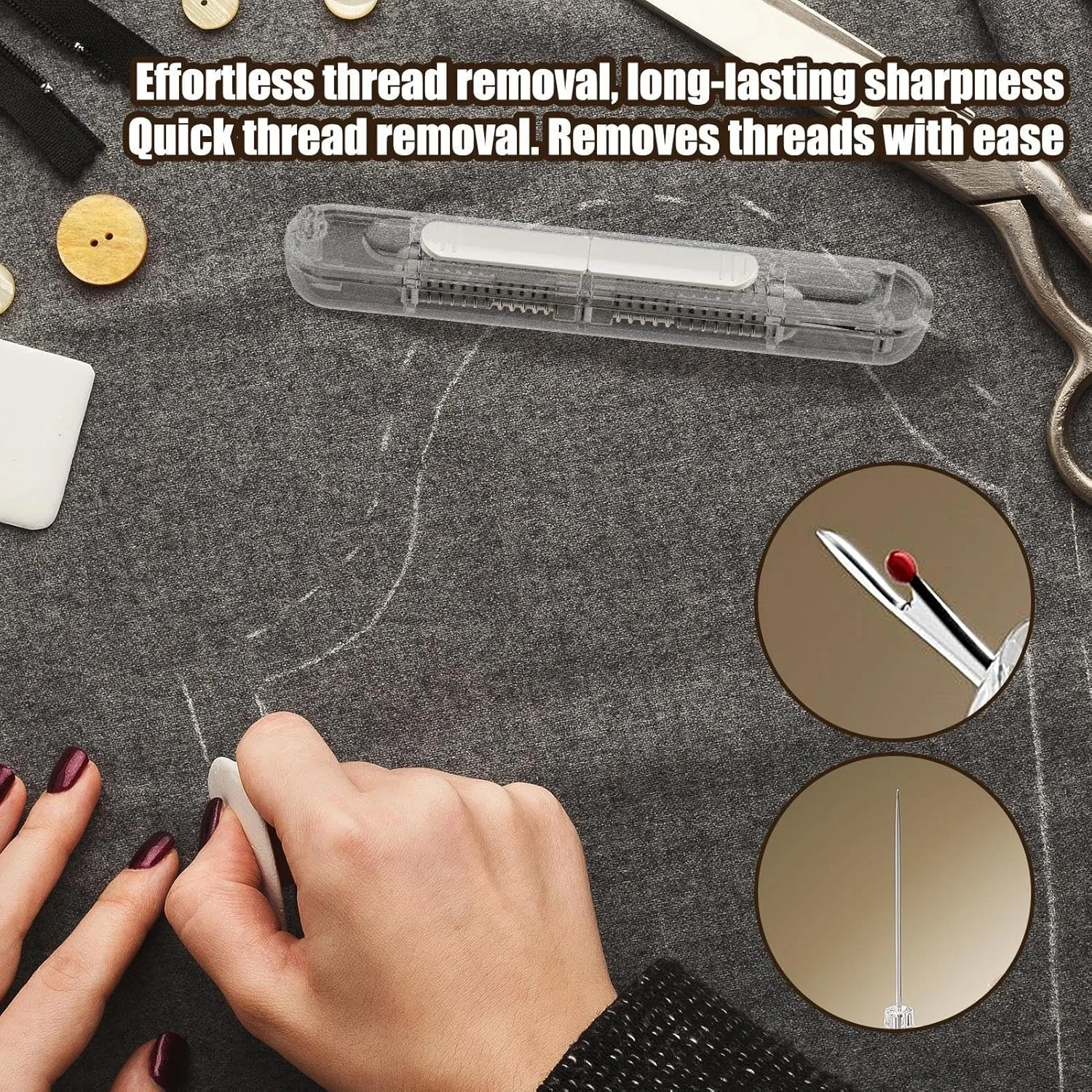 سوزن نخ کن خیاطی - دستگاه نخ کردن سوزن اتوماتیک 2 در 1، ابزار شکافتن درز برای لحاف دوزی، رفوگری، نمد دوزی، جین، بوم، چرم، مناسب برای مبتدیان و بزرگسالان