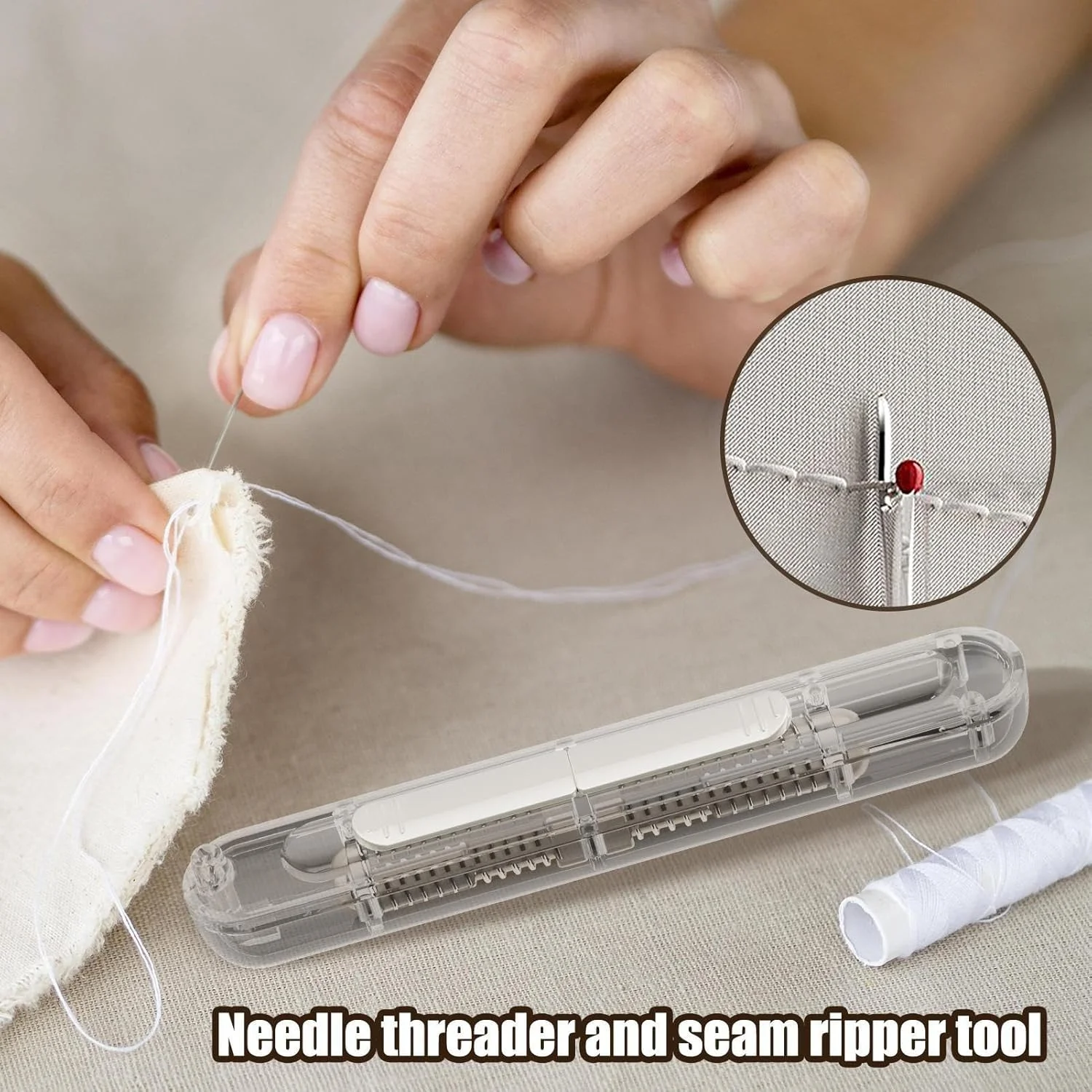 سوزن نخ کن - ابزار خودکار 2 در 1 برای گلدوزی و صنایع دستی، ابزار شکافتن درز برای لحاف دوزی، چرم نمدی و پارچه های ضخیم مناسب برای مبتدیان و بزرگسالان