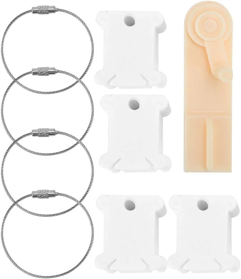 مجموعه قرقره نخ دندان Tnfeeon، کارت نخ پلاستیکی با سیم پیچ و 4 عدد حلقه برای گلدوزی مجموعه قرقره نخ دندان Tnfeeon، کارت نخ پلاستیکی با سیم پیچ و 4 عدد حلقه برای گلدوزی