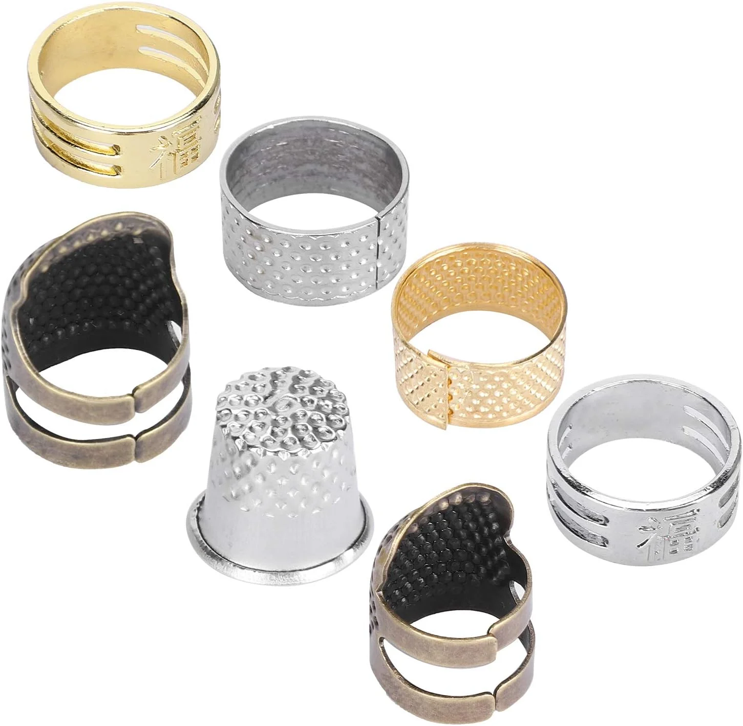 مجموعه انگشتانه خیاطی 7 عددی Tnfeeon، انگشتانه انگشتی حلقه ای قابل تنظیم، محافظ انگشتی برنجی، لوازم جانبی گلدوزی سوزن دوزی مجموعه انگشتانه خیاطی 7 عددی Tnfeeon، انگشتانه انگشتی حلقه ای قابل تنظیم، محافظ انگشتی برنجی، لوازم جانبی گلدوزی سوزن دوزی