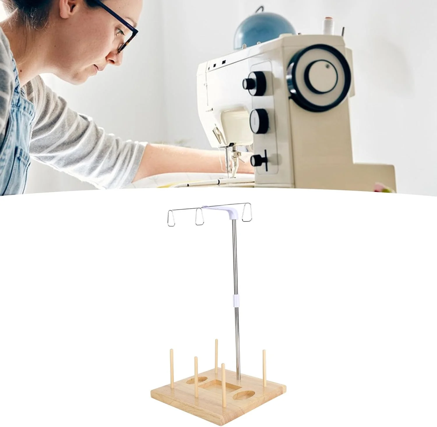 پایه نگهدارنده نخ با پایه چوبی، نخ کشی روان، استند سه مخروطی، سازگاری گسترده، سبک و راحت، برای ماشین های گلدوزی و خیاطی خانگی (مدل D) پایه نگهدارنده نخ با پایه چوبی، نخ کشی روان، استند سه مخروطی، سازگاری گسترده، سبک و راحت، برای ماشین های گلدوزی و خیاطی خانگی (مدل D)
