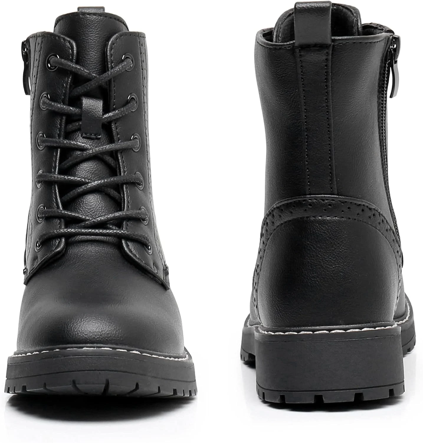 کفش بوت ساق‌دار رزمی دخترانه آپاکووا با بند و زیپ داخلی، مدل فشن، مناسب کودکان (سایز کوچک/بزرگ)، مشکی