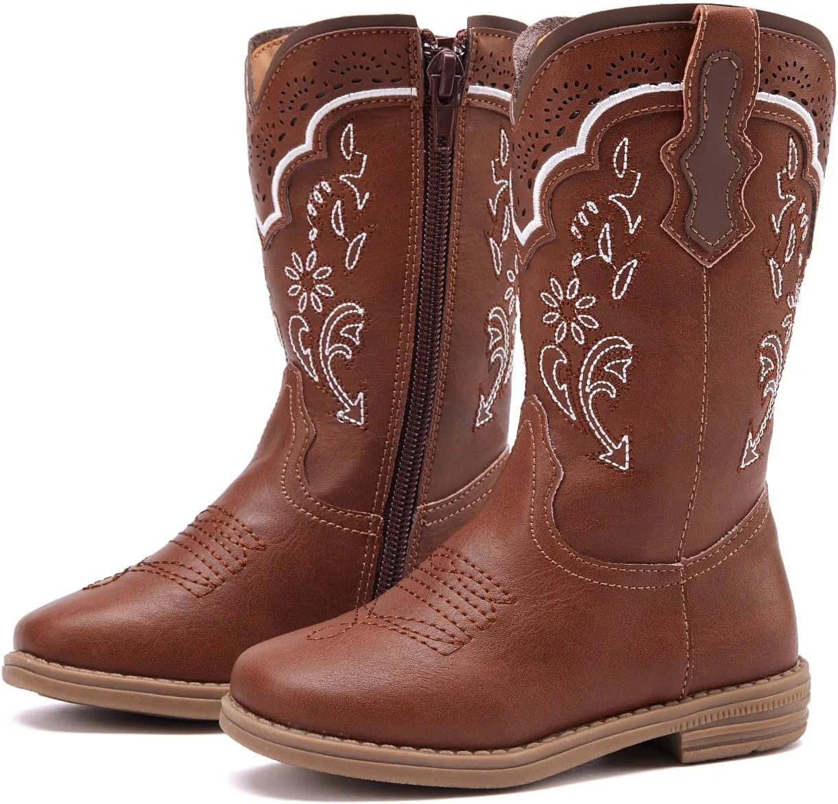 بوت های کابویی دخترانه و پسرانه BMCiTYBM مناسب کودکان نوپا، بوت های وسترن با پنجه مربعی و ساق متوسط، دارای زیپ در کناره، مناسب برای تمام فصول