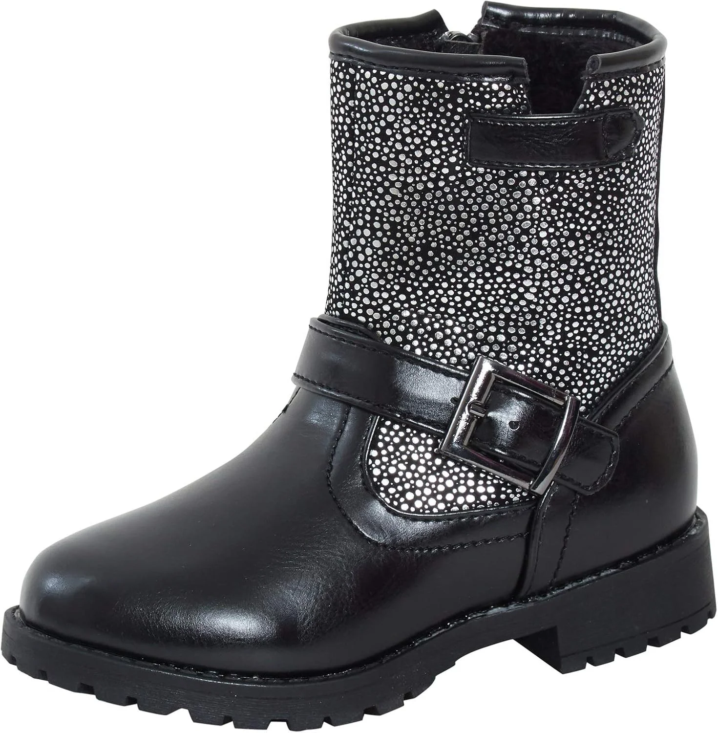 کفش های ساق متوسط زمستانی دخترانه با افکت اکلیل نقره ای