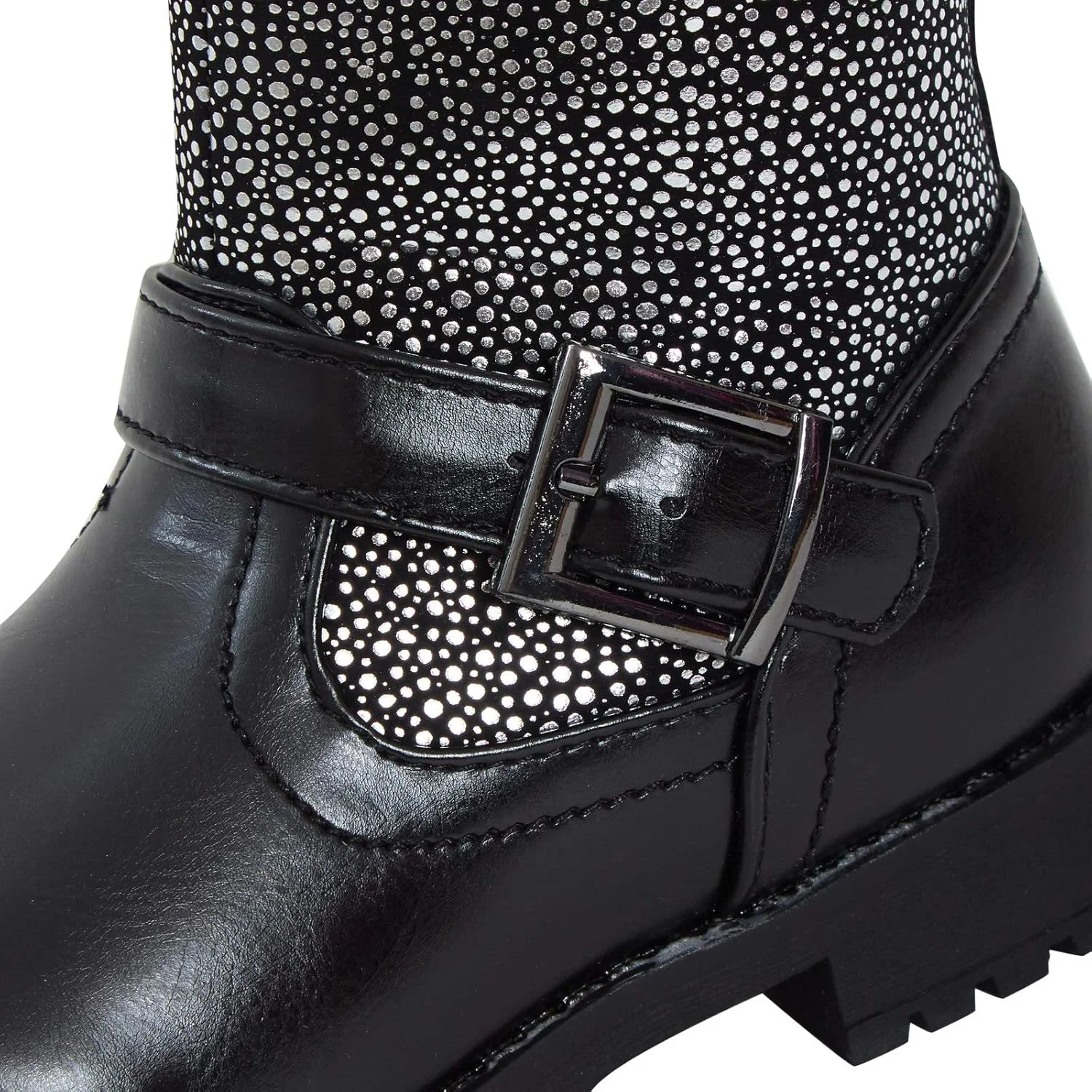 کفش های ساق متوسط زمستانی دخترانه با افکت اکلیل نقره ای