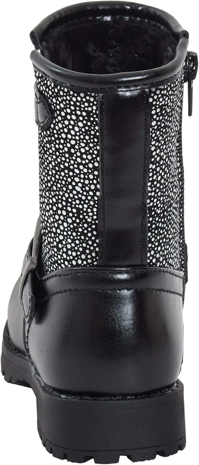 کفش های ساق متوسط زمستانی دخترانه با افکت اکلیل نقره ای