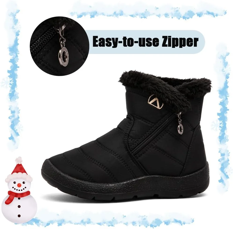 کفش های برفی بچگانه ضد آب، بوت های زمستانی گرم با آستر برای دختران و پسران، کفش های زمستانی ضد لغزش مناسب فضای باز