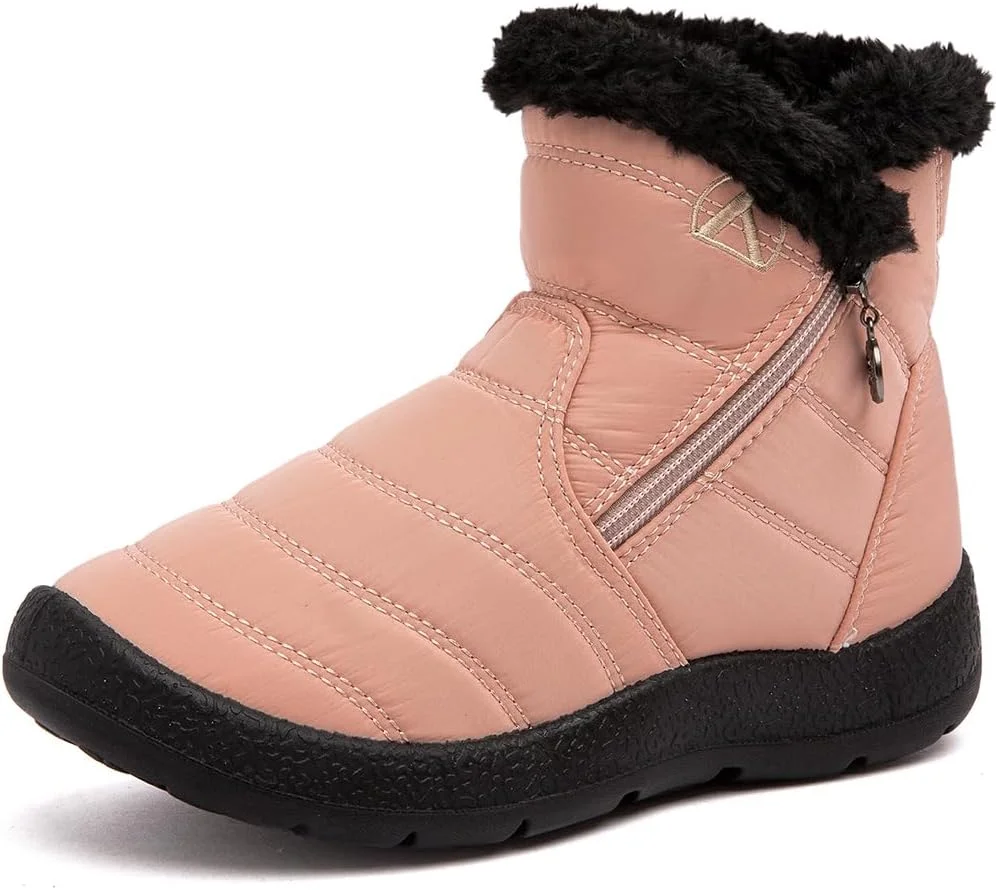 بوت برفی بچگانه ضد آب، بوت زمستانی گرم و آستر دار برای دختران و پسران، کفش زمستانی ضد لغزش مناسب فضای باز