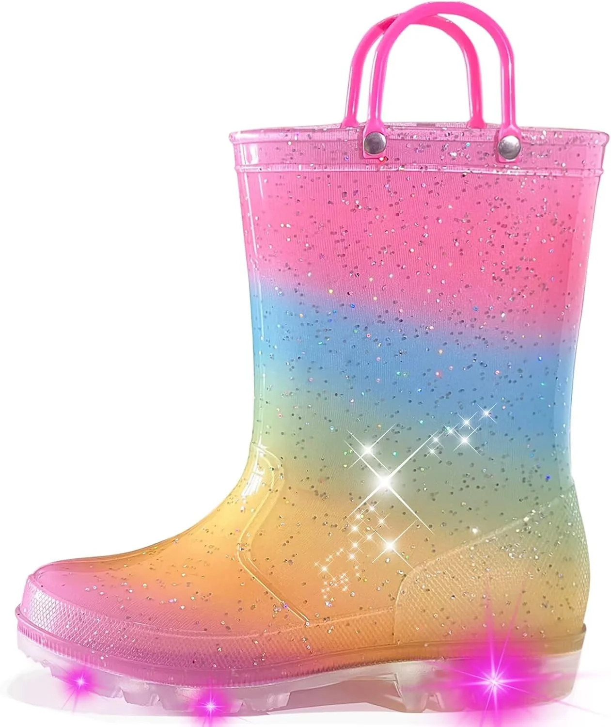 چکمه بارانی کودکانه گرین تایمینگ برای دختران و پسران، چکمه های ضد آب و درخشان با دستگیره های آسان