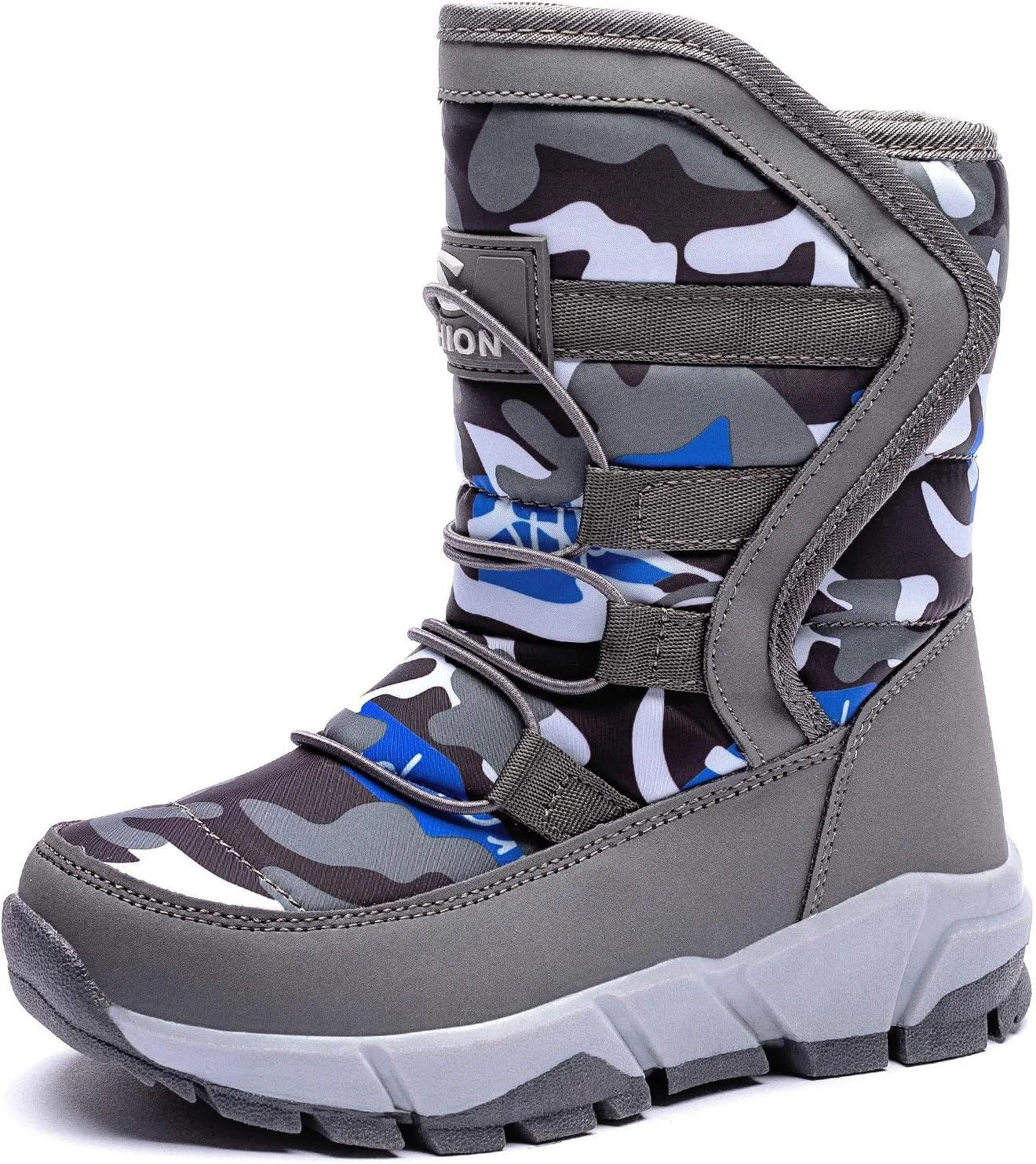 کفش زمستانی ضد آب و لغزش پسرانه GUBARUN مناسب هوای سرد (کودک نوپا/کودک کوچک/کودک بزرگ)، خاکستری، سایز ۱۳ کودک کوچک