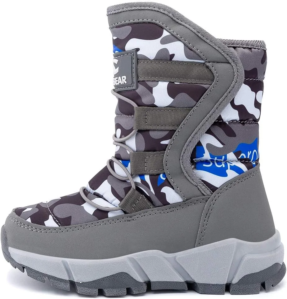 کفش زمستانی ضد آب و لغزش پسرانه GUBARUN مناسب هوای سرد (کودک نوپا/کودک کوچک/کودک بزرگ)، خاکستری، سایز ۱۳ کودک کوچک