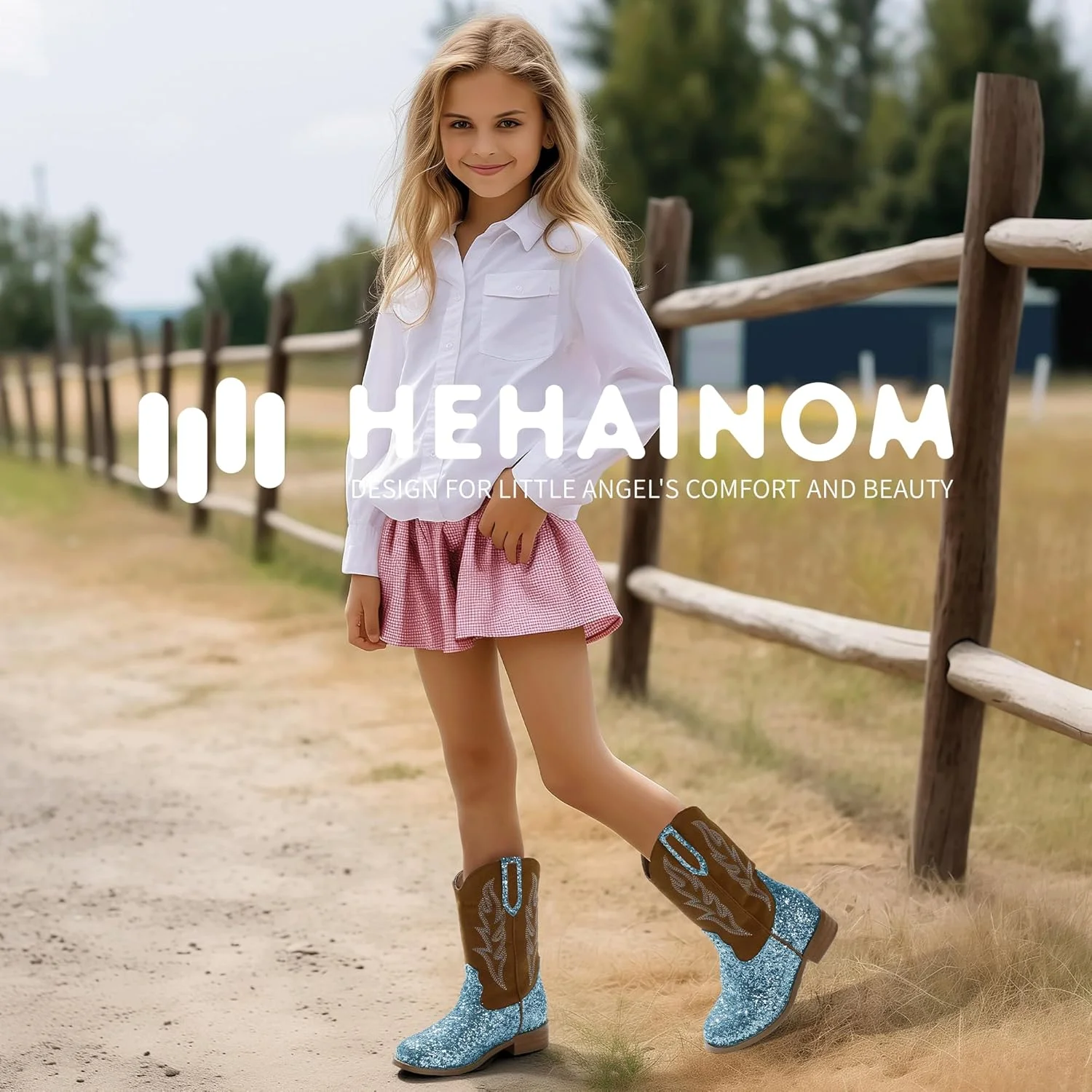 بوت های دخترانه هاینوم مدل کابویی مناسب کودکان نوپا، کودکان کوچک و بزرگ، نیم ساق، مناسب سوارکاری، بوت های کابویی پسرانه