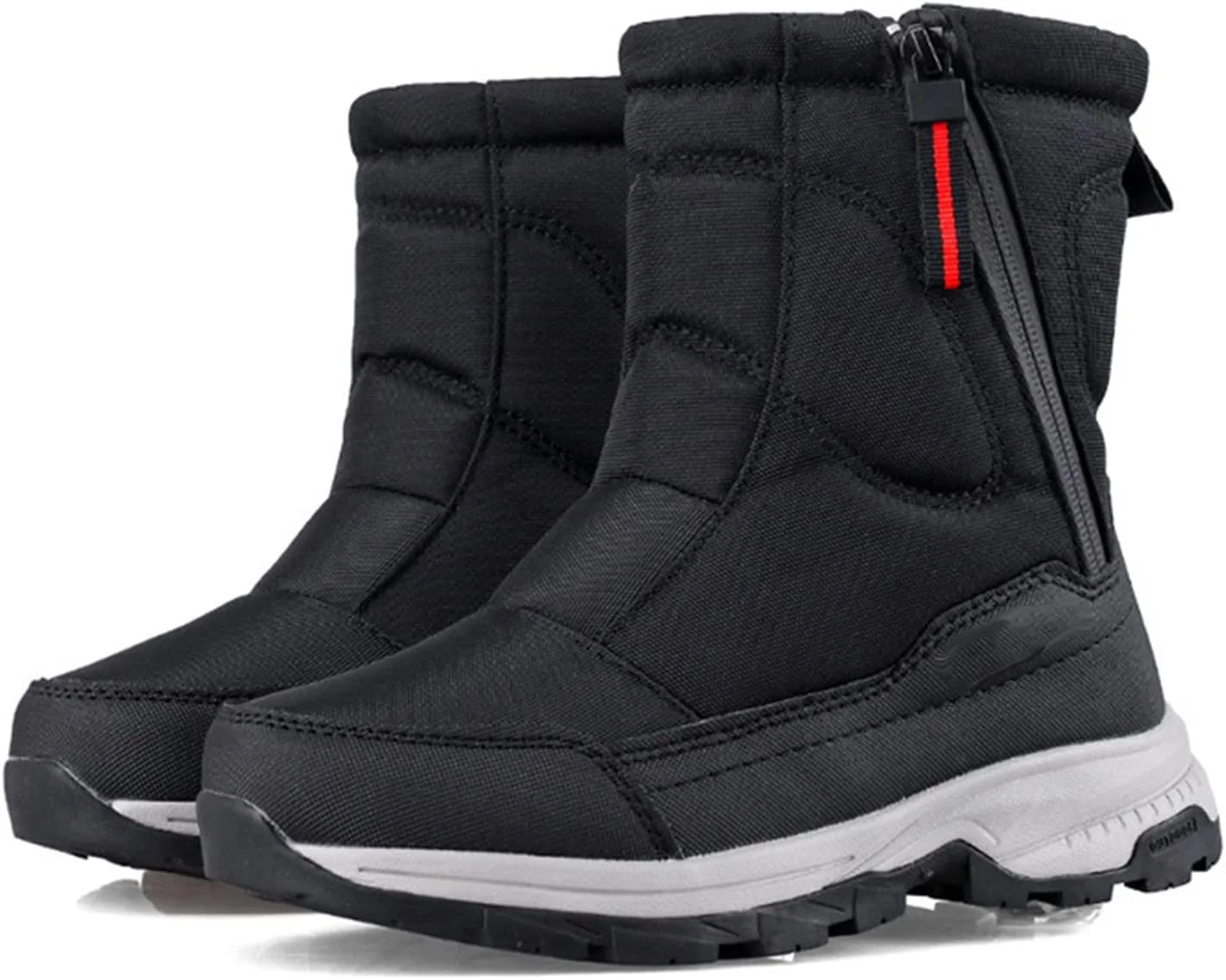 بوت های برفی پسرانه دخترانه، بوت های زمستانی بچه گانه با آستر خز گرم، کفش های نخی ساق بلند ضد آب، بوت های مچی برفی، بوت های پیاده روی سبک وزن ضد لغزش، مشکی، سایز 36 اروپا