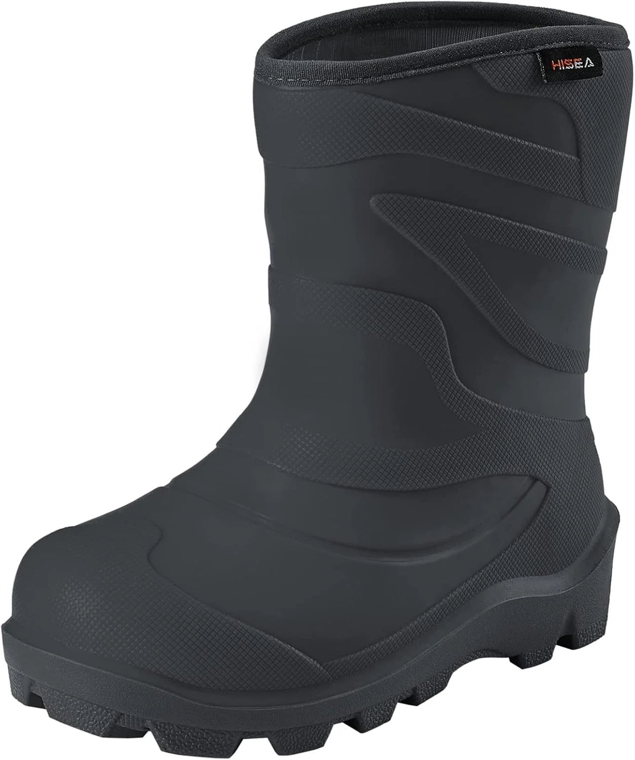 چکمه های بارانی ضد آب بچه گانه HISEA، چکمه های لاستیکی سبک وزن و بدون درز برای پسران و دختران، مناسب برای کودکان نوپا، کودکان کوچک و بزرگ، مشکی، سایز 37