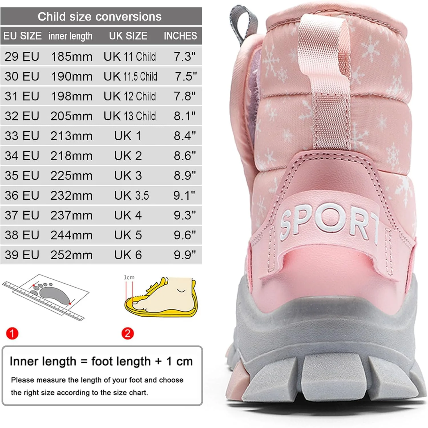 بوت زمستانی ضد لغزش بچگانه HSNA، آستر گرم، سایز 29-39