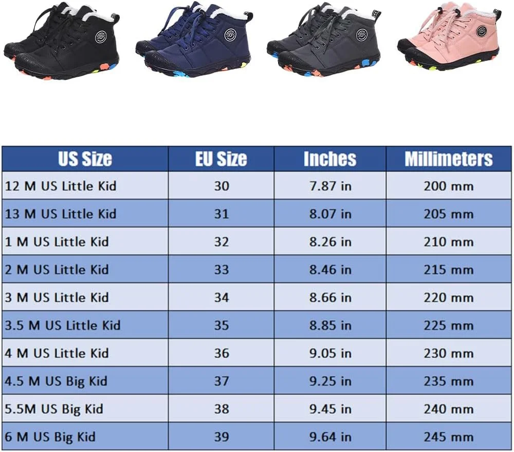 کفش های زمستانی کودکانه، کفش های ضد آب، چکمه های پنبه ای با زیره مینیمال زیرو دراپ و آستر خزدار مناسب پیاده روی و هایکینگ