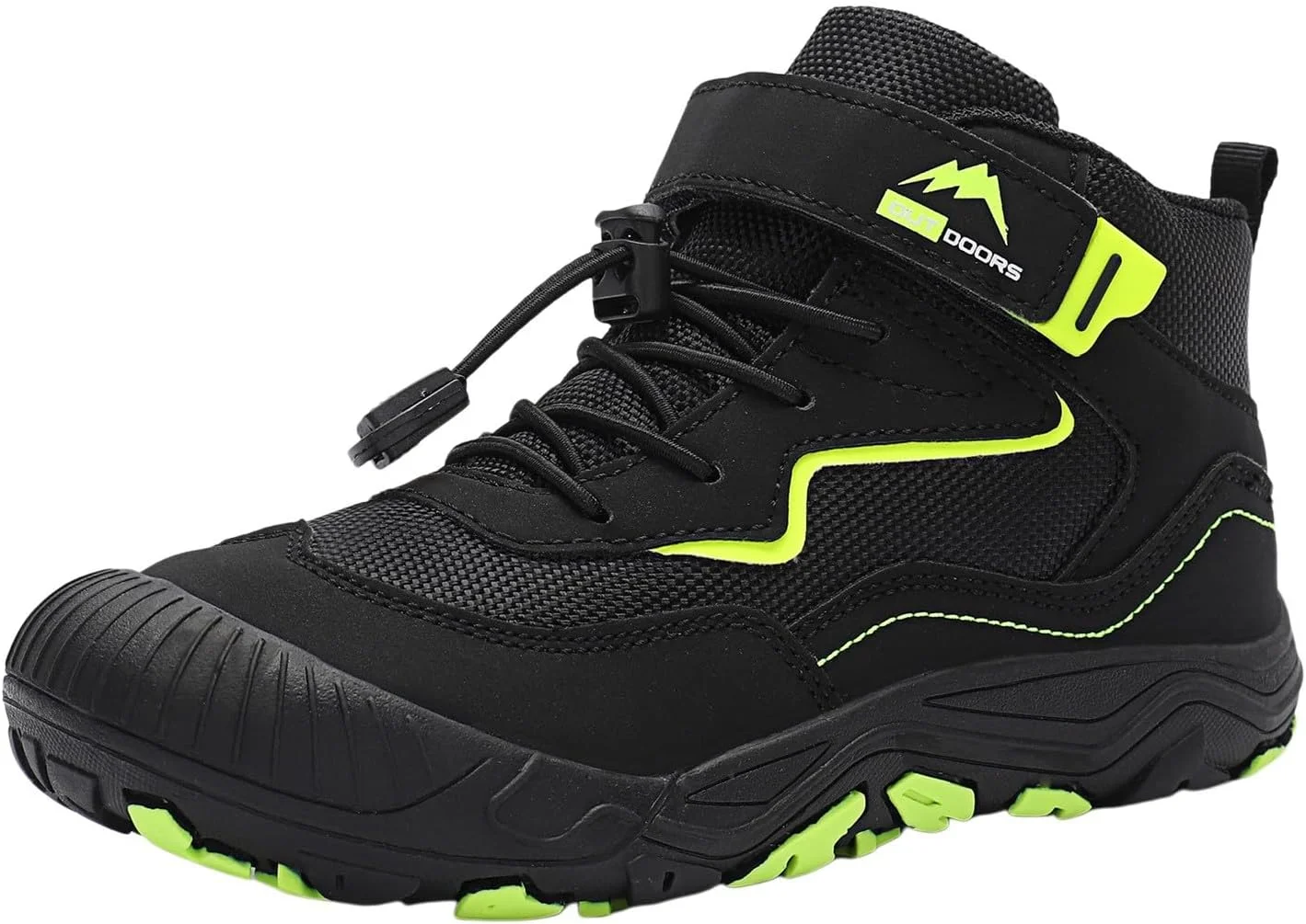 کفش های بچه گانه پسرانه دخترانه کتانی ساق بلند بند دار پیاده روی کفش های تنیس معمولی پیاده روی بوت های مچ پا در فضای باز بچه های کوچک / بزرگ، مشکی، 1.5 بچه بزرگ