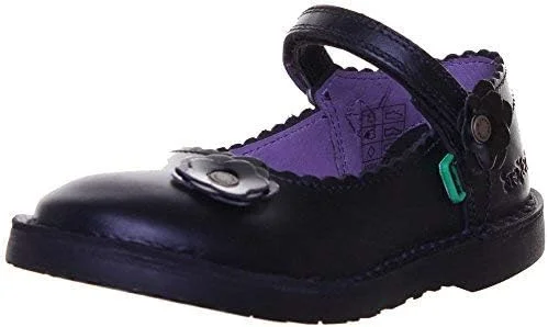 کفش چرم مات بچه گانه کیکرز مدل Adlar Bar (سایز UK 8 - EU 25، مشکی)