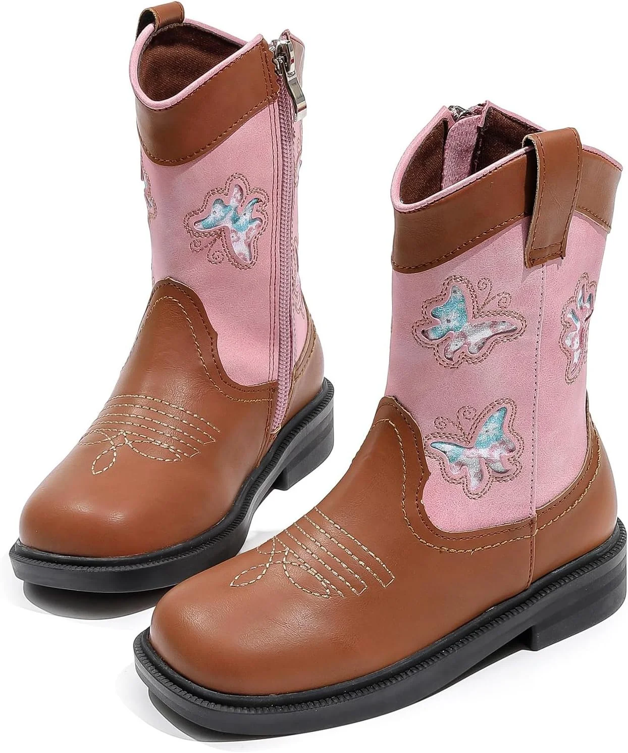 بوت های کابویی دخترانه کودکانه kkdom با طرح گاوچران، پولکی، گلدوزی پروانه، چکمه های مچی و کفش های سوارکاری