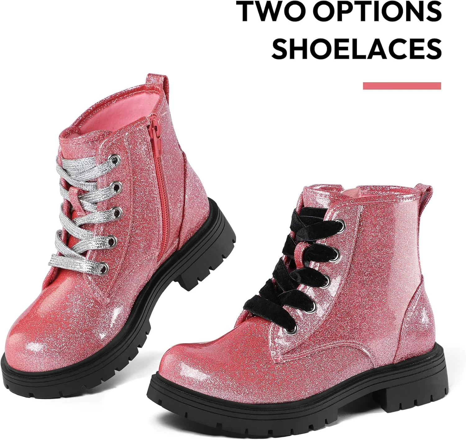 نیم بوت براق دخترانه کی کامفورم با بند و زیپ جانبی ضد آب مناسب کودکان نوپا/کودکان کوچک/کودکان بزرگ