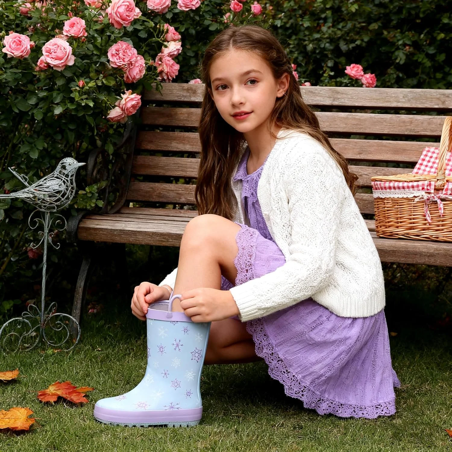 چکمه بارانی کودکانه LANCDON برای پسران و دختران، چکمه های بارانی لاستیکی ضد آب با دستگیره های آسان