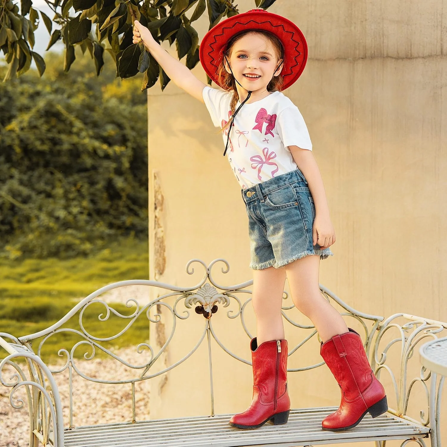 بوت های کابویی LAURMOSA برای دختران کوچک، ساق میانی، نوک تیز، بوت های کابویی بچه گانه، زیپ جانبی، گلدوزی کلاسیک، بوت های وسترن، کفش های اسب سواری، مهمانی برای کودکان نوپا، کودکان کوچک و بزرگ