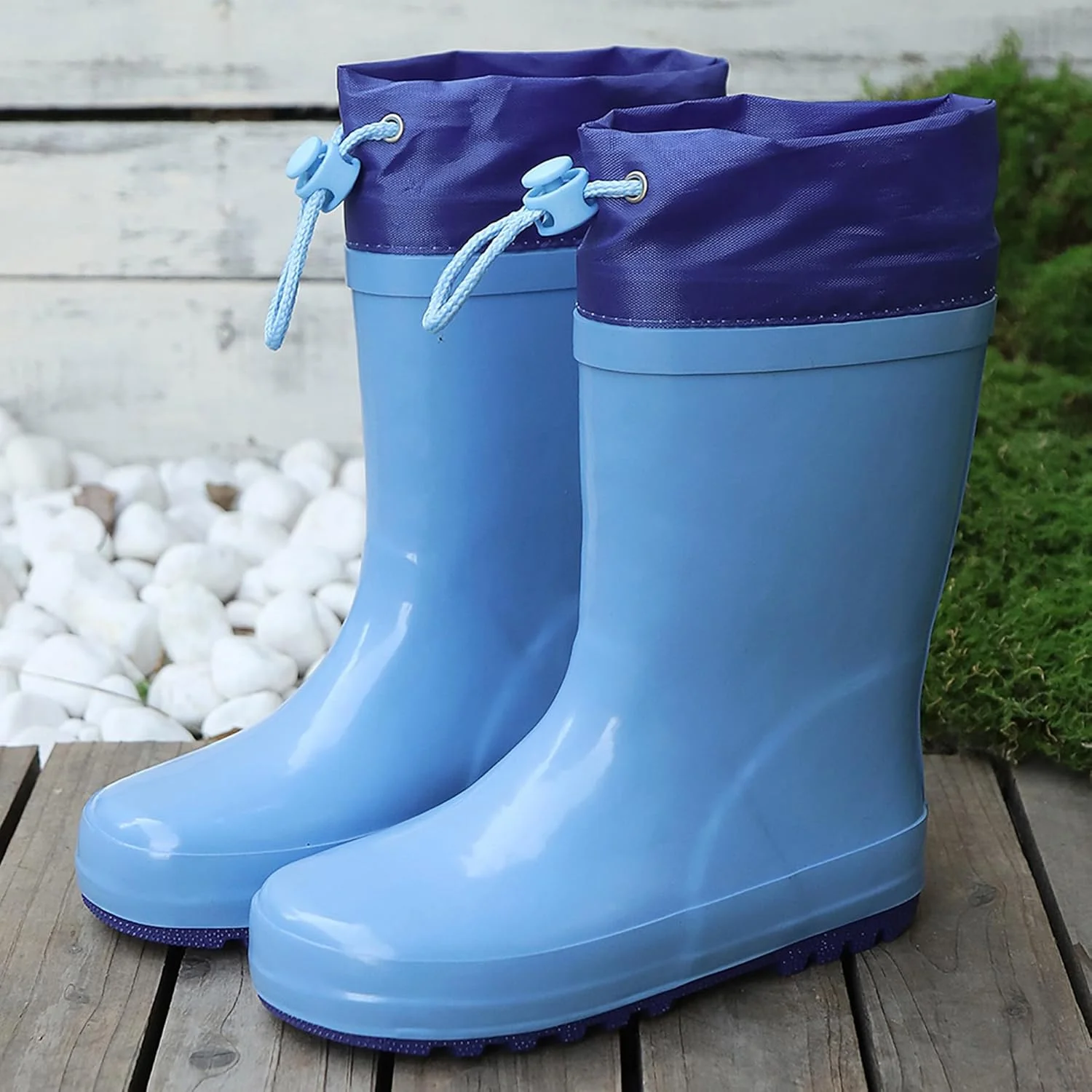 چکمه های بارانی ضد آب LANCDON برای کودکان نوپا و بچه ها - چکمه های بارانی لاستیکی پسرانه و دخترانه با دستگیره های آسان برای بازی در فضای باز