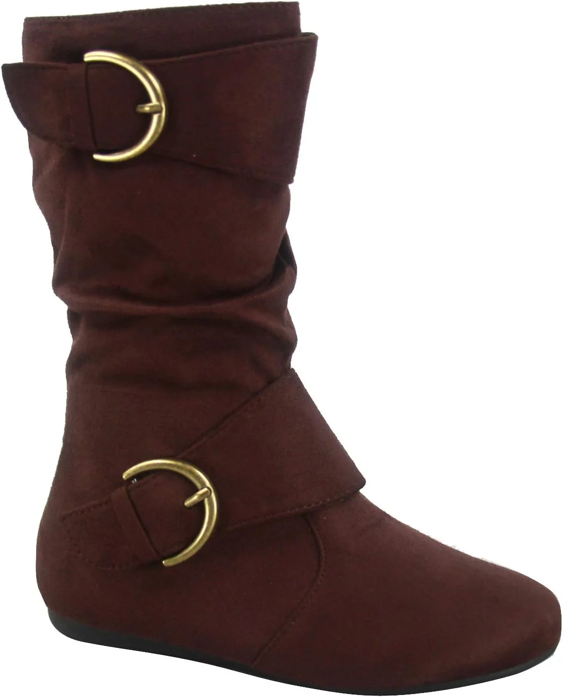 بوت ساق‌دار دخترانه بچگانه مدل Klein-70k با دو سگک و زیپ، پاشنه تخت و جنس جیر مصنوعی