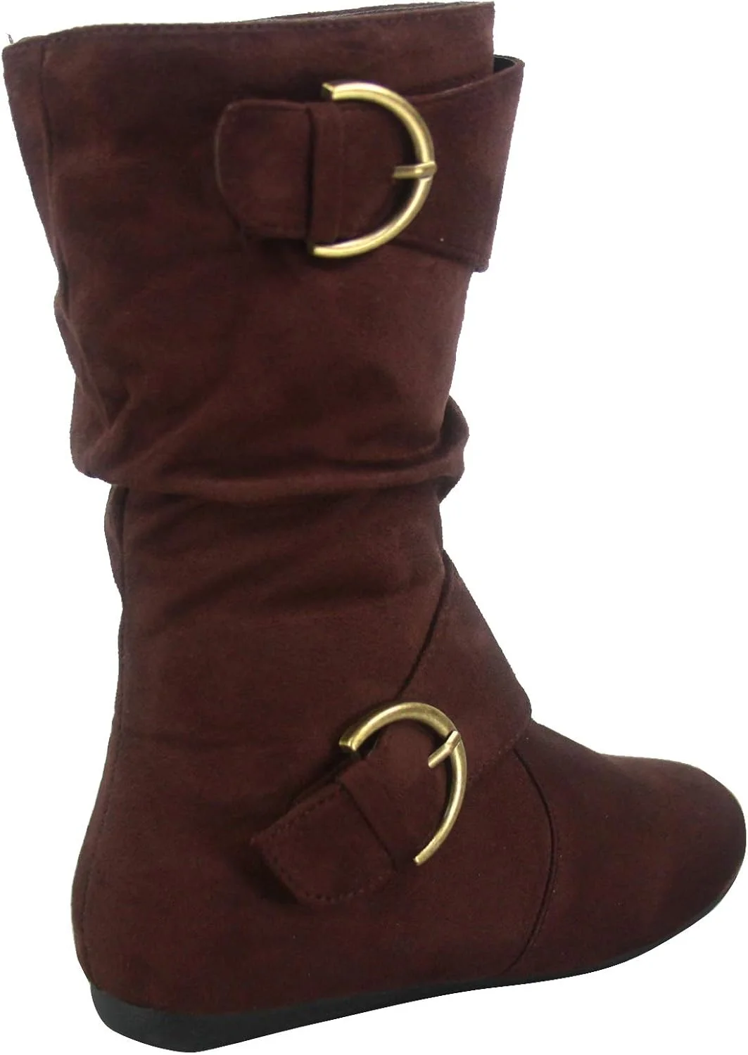 بوت ساق‌دار دخترانه بچگانه مدل Klein-70k با دو سگک و زیپ، پاشنه تخت و جنس جیر مصنوعی