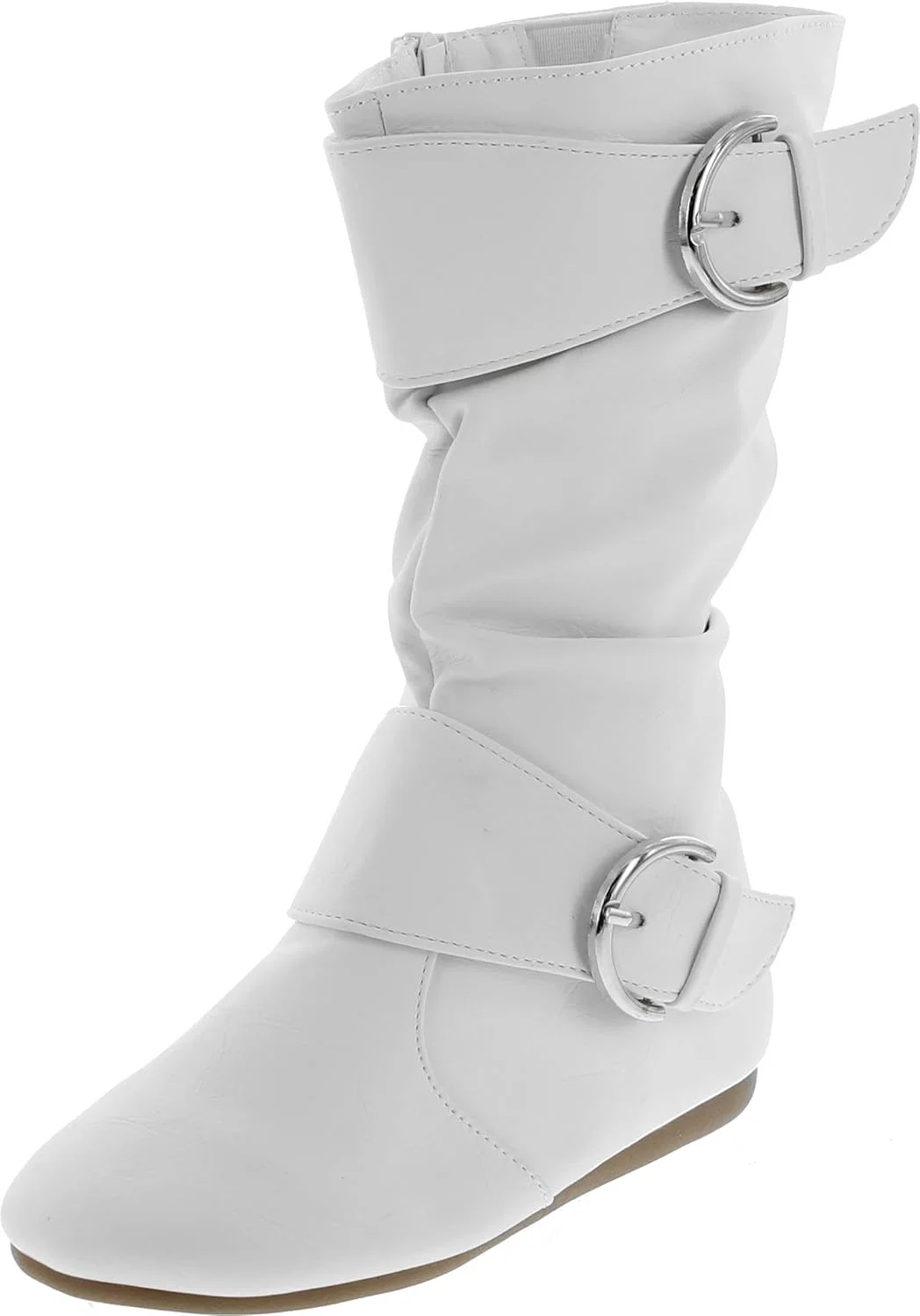 بوت ساق متوسط دخترانه Link Klein-80K، چرم مصنوعی، دو سگک، زیپ و پاشنه تخت