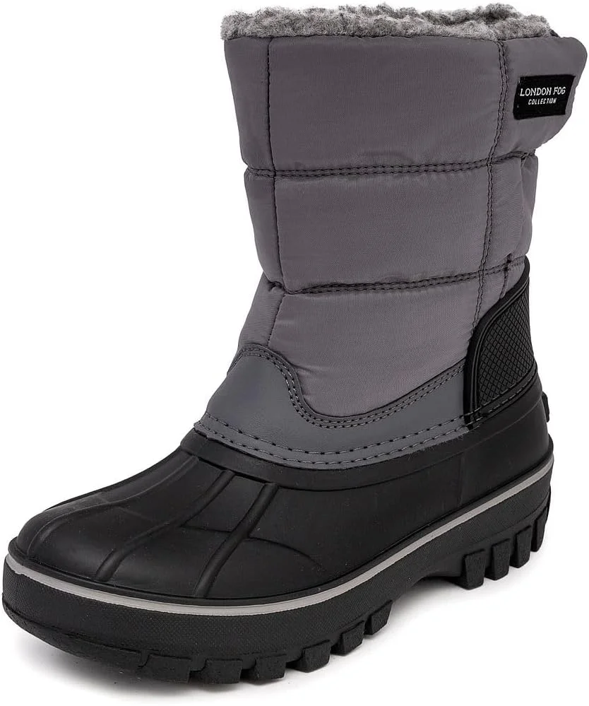 بوت برفی ضد آب لندن فاگ مدل Jett مناسب کودکان، دارای آستر پشمی عایق، سایز 5 کودک نوپا تا 6 کودک بزرگسال، مشکی، سرمه ای، خاکستری، صورتی، سایز 13 خاکستری، 31 EU