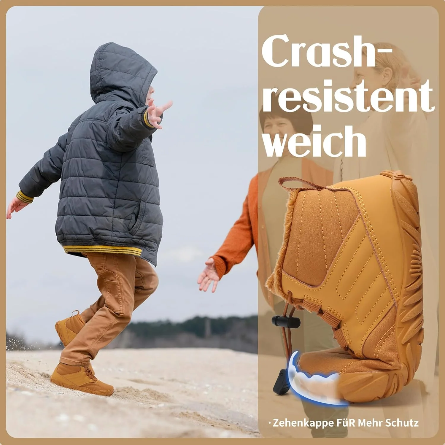 کفش‌های برهنه پا Mabove مناسب فصل زمستان برای کودکان، پسران و دختران، کفش‌های زمستانی گرم و سبک با آستر داخلی و زیره ضد لغزش، سایز 26-36