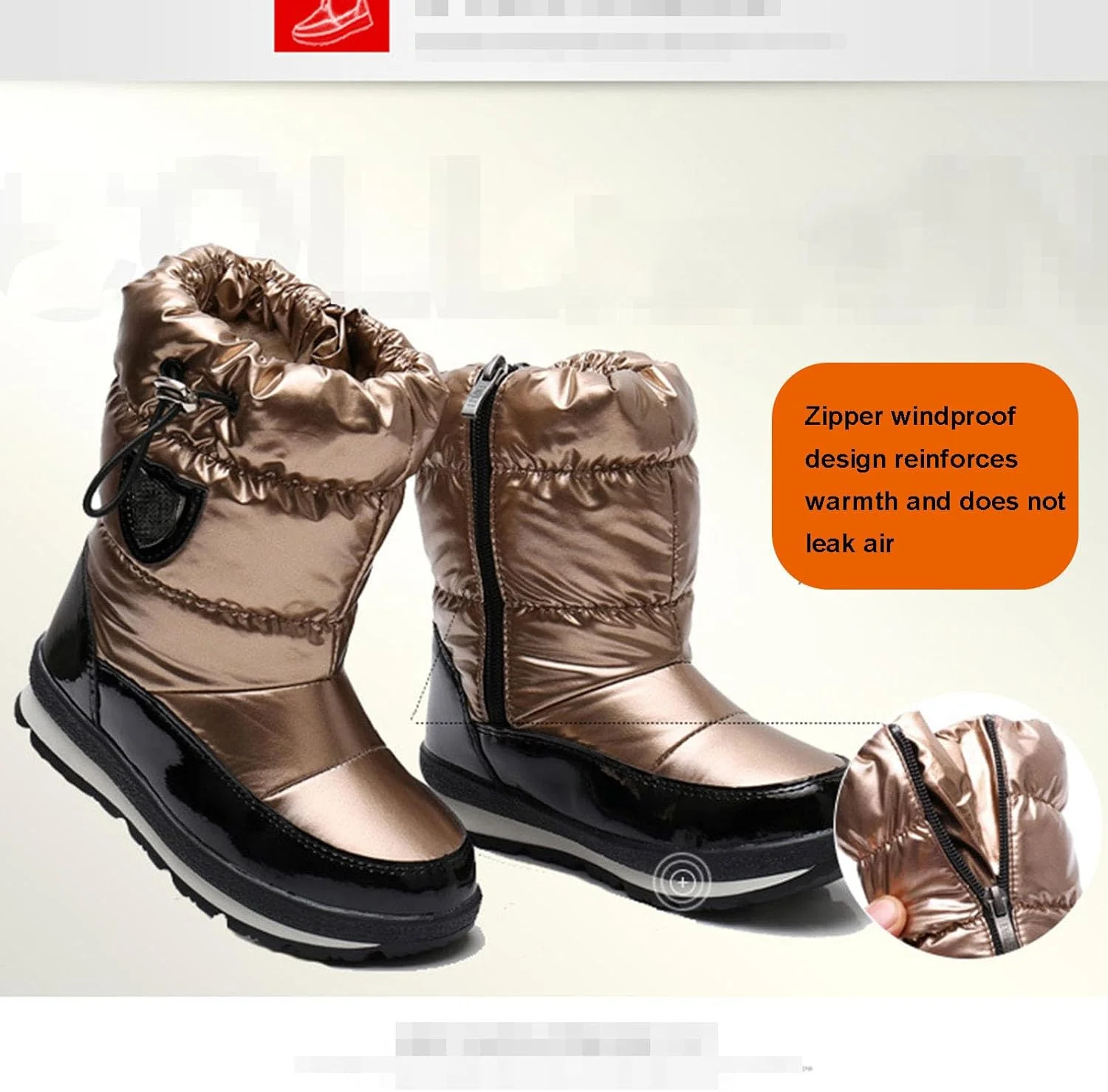 کفش های برفی بچگانه، کفش های گرم پنبه ای زمستانی دخترانه و پسرانه با خز ضخیم، زیپ جانبی، ساق بلند، ضد آب، ضد لغزش، مناسب پیاده روی در فضای باز