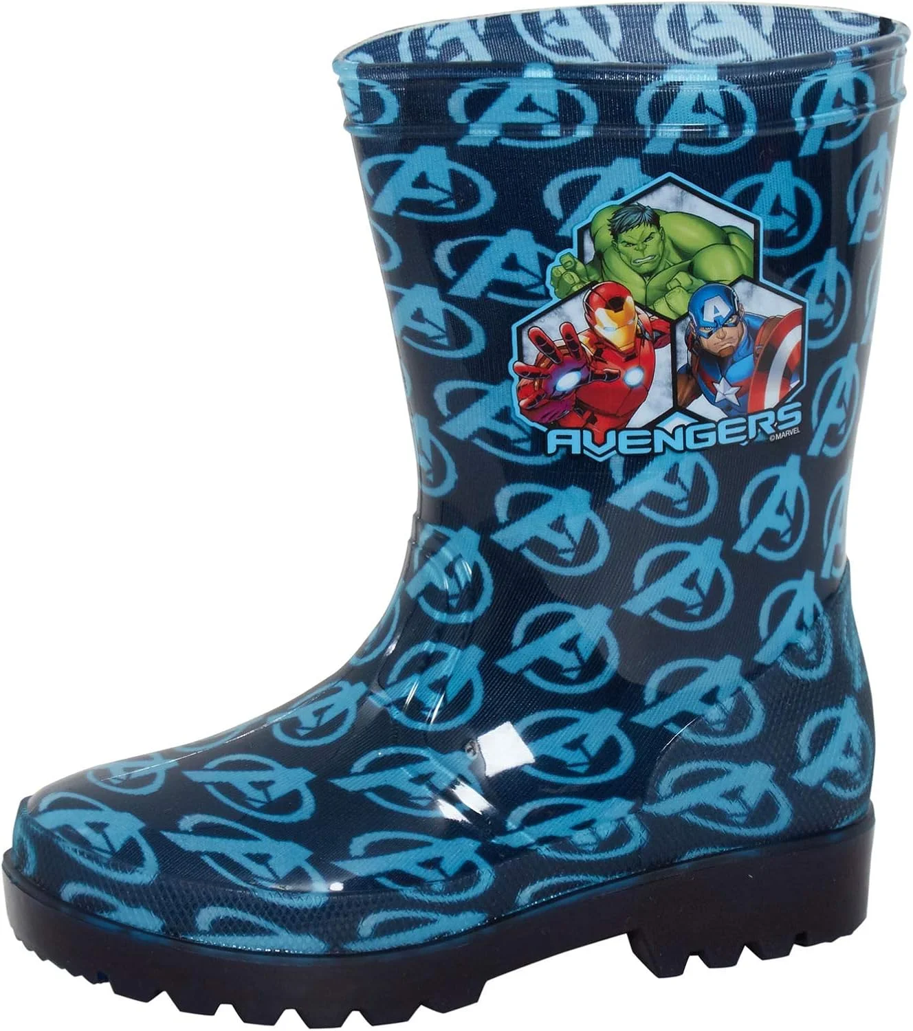 چکمه های ولینگتون چراغ دار پسرانه مارول اونجرز، چکمه های بچه گانه ابرقهرمانی مرد آهنی هالک کاپیتان آمریکا، کفش ولینگتون دخترانه، آبی، سایز 29 اروپا